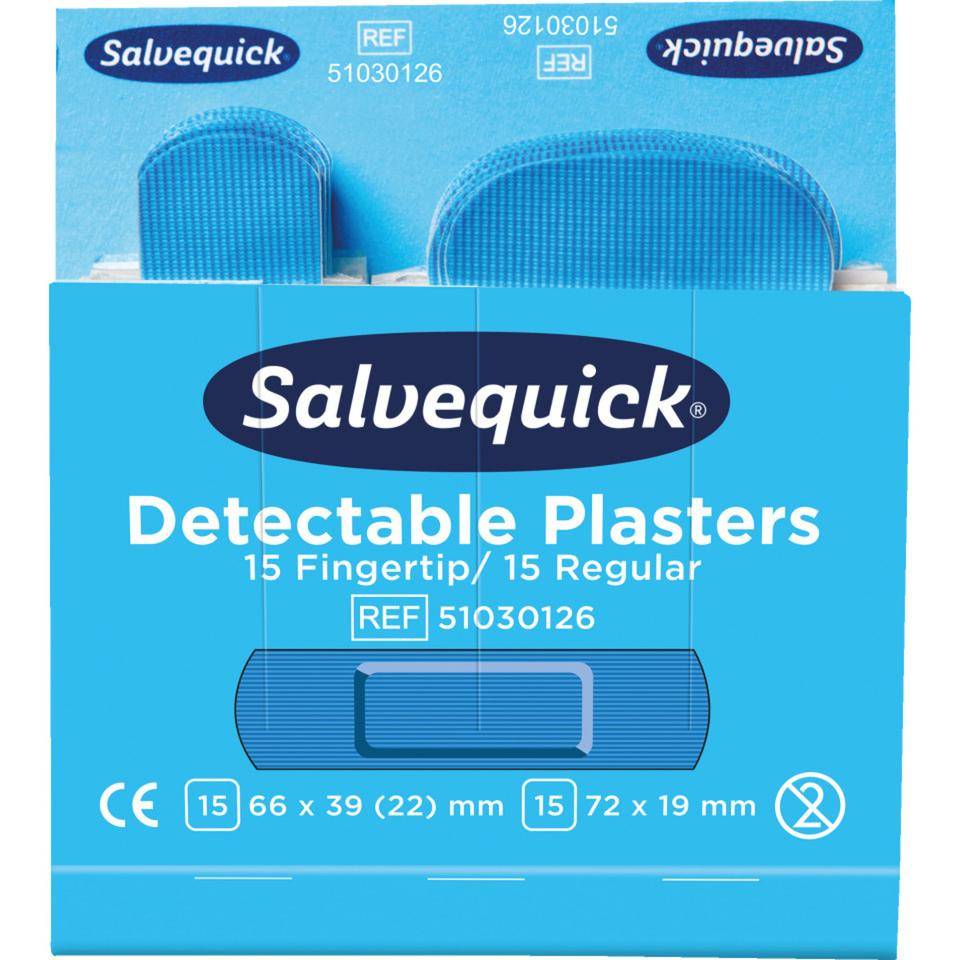 Nachfüll-Pflastersatz für Salvequick® Pflasterspender, blau, detectable, 180/VE