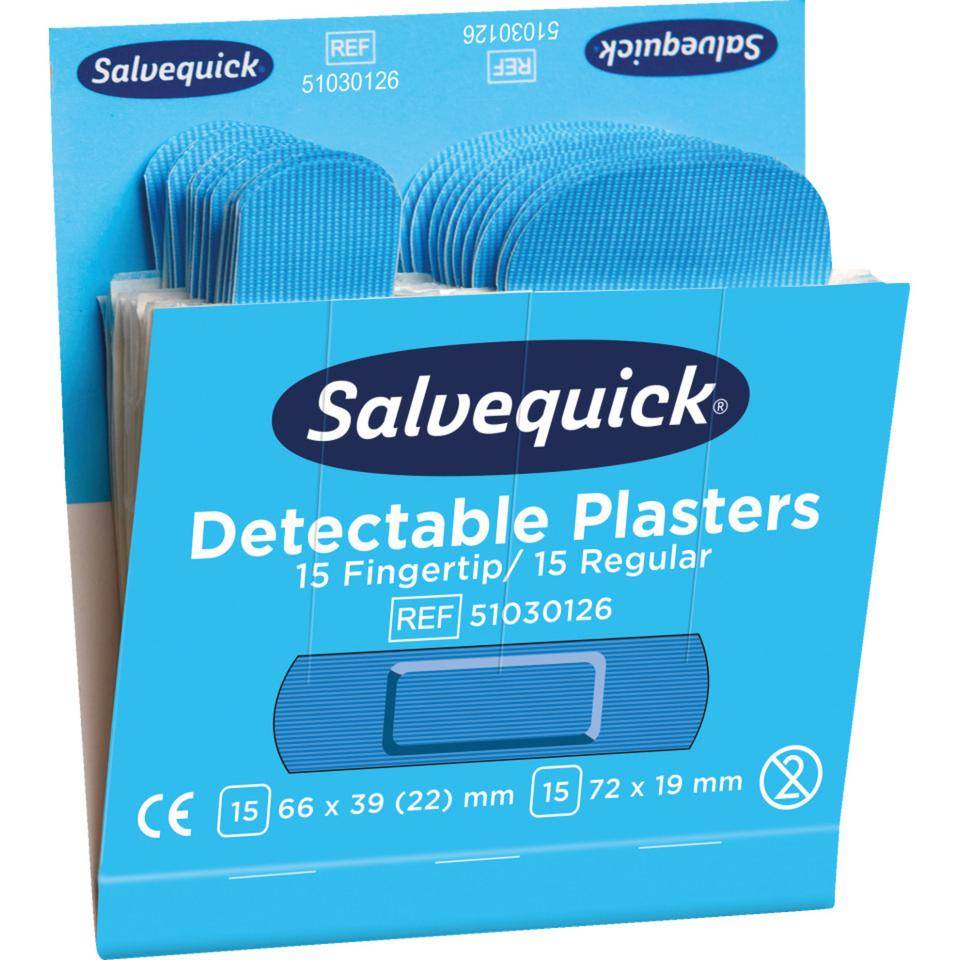 Nachfüll-Pflastersatz für Salvequick® Pflasterspender, blau, detectable, 180/VE