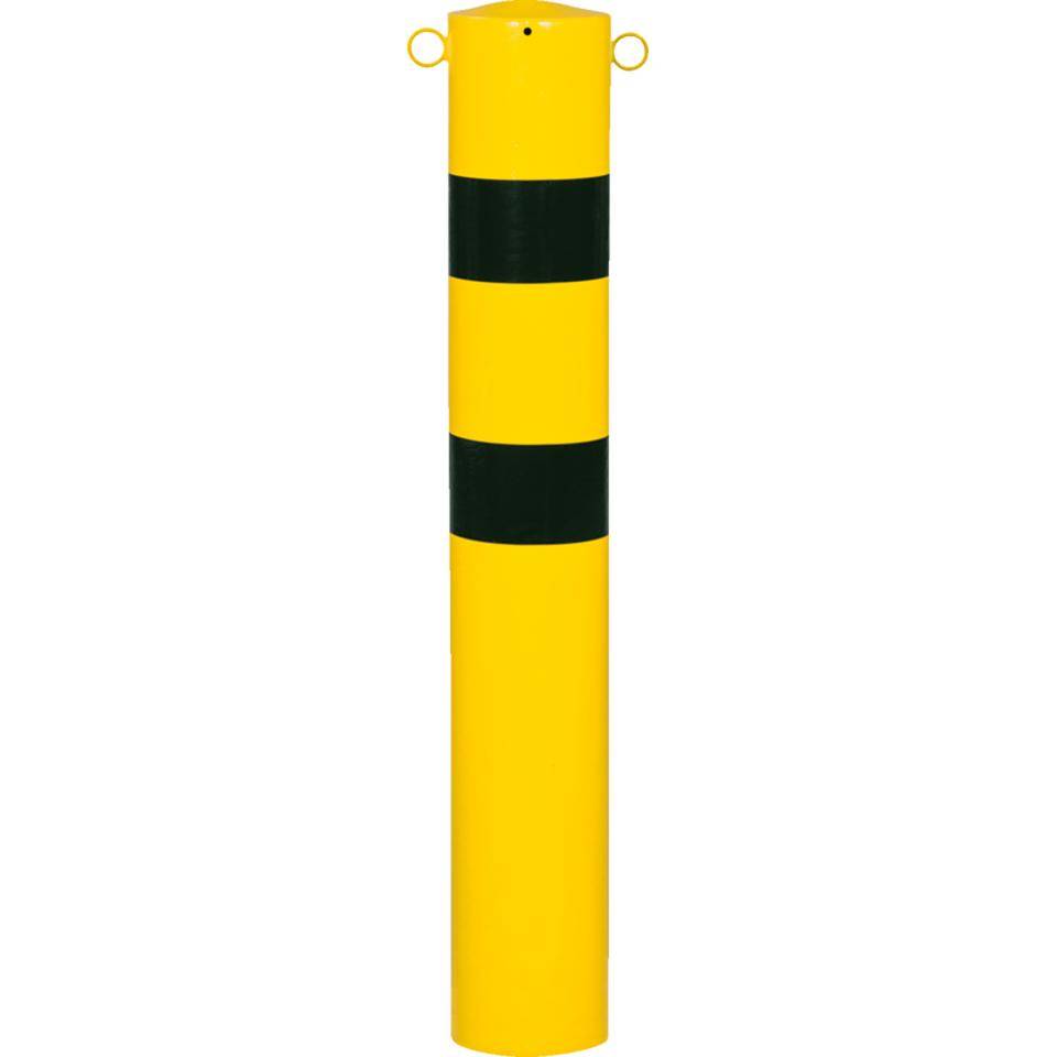K.57 Schutzpfosten XXL,2 Ösen,z.Einbet.,gelb/schw.,pulverb.,Ø159mm,1300mm ü.Flur