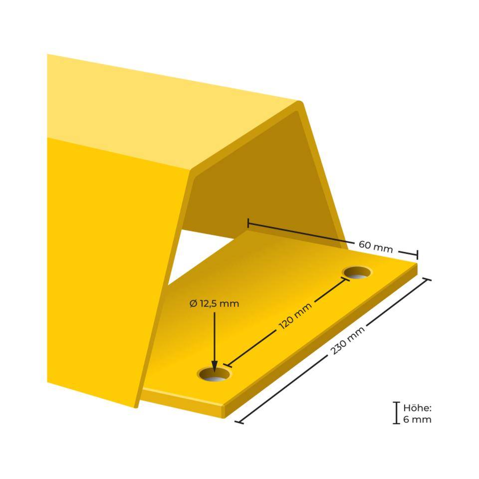 K.57 Anfahrstop,z.Aufdübeln,gelb,Stahl,verzinkt,pulverbeschichtet,1000x100mm