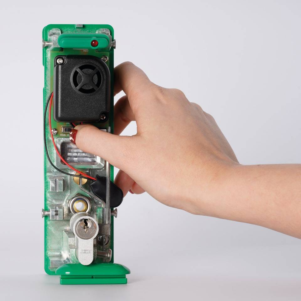K.57 Türwächter, 80-105dB, mit Profilhalbzylinder für versch.Schließungen, grün