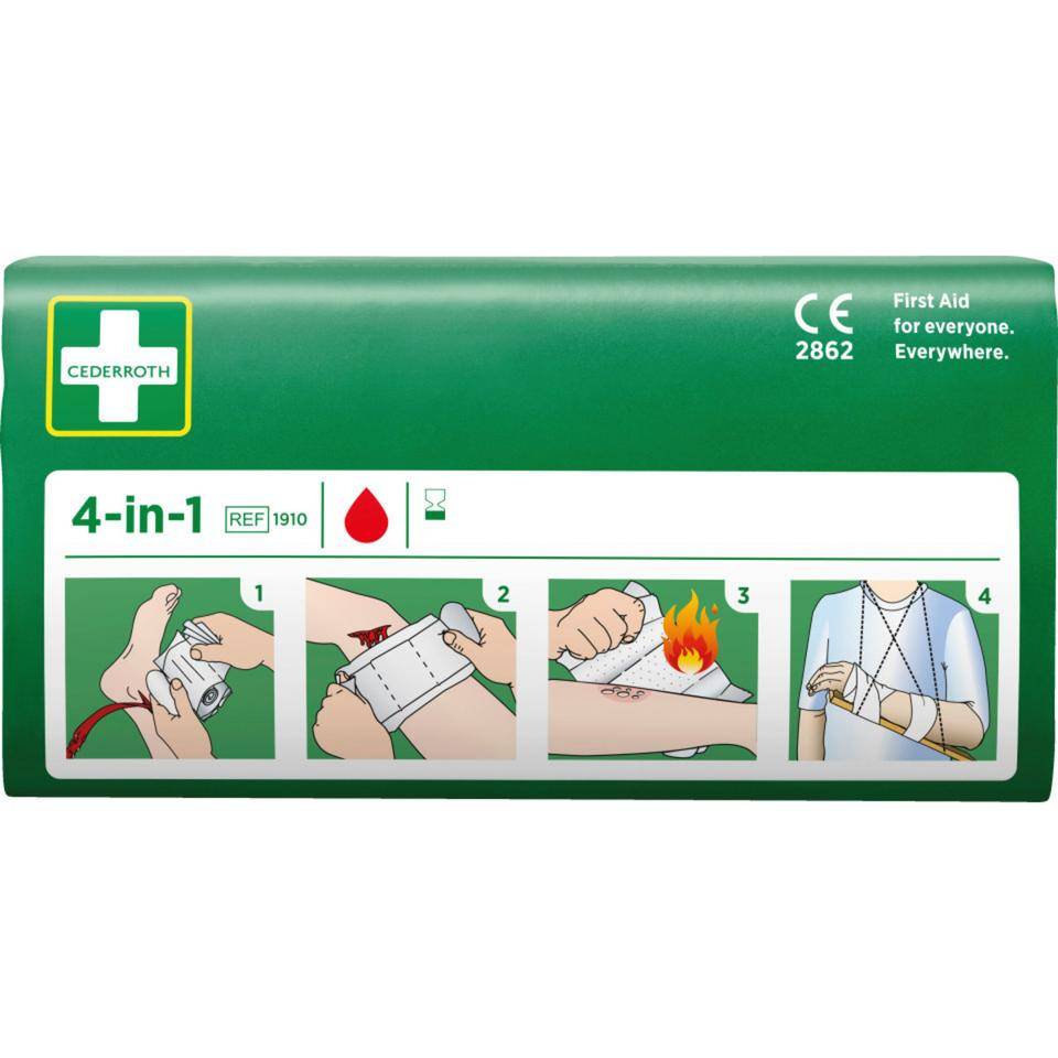 CEDERROTH 4-in-1, Verbandmaterial, Einwegbinde 23x14cm, Kompresse 10x3cm, 3/VE