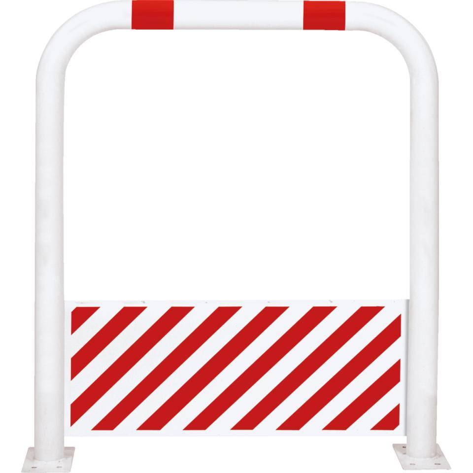 K.57 Schutzbügel mit Unterfahrschutz,425mm,z.Aufdüb.,rot/weiß,Stahl,1000x1150mm