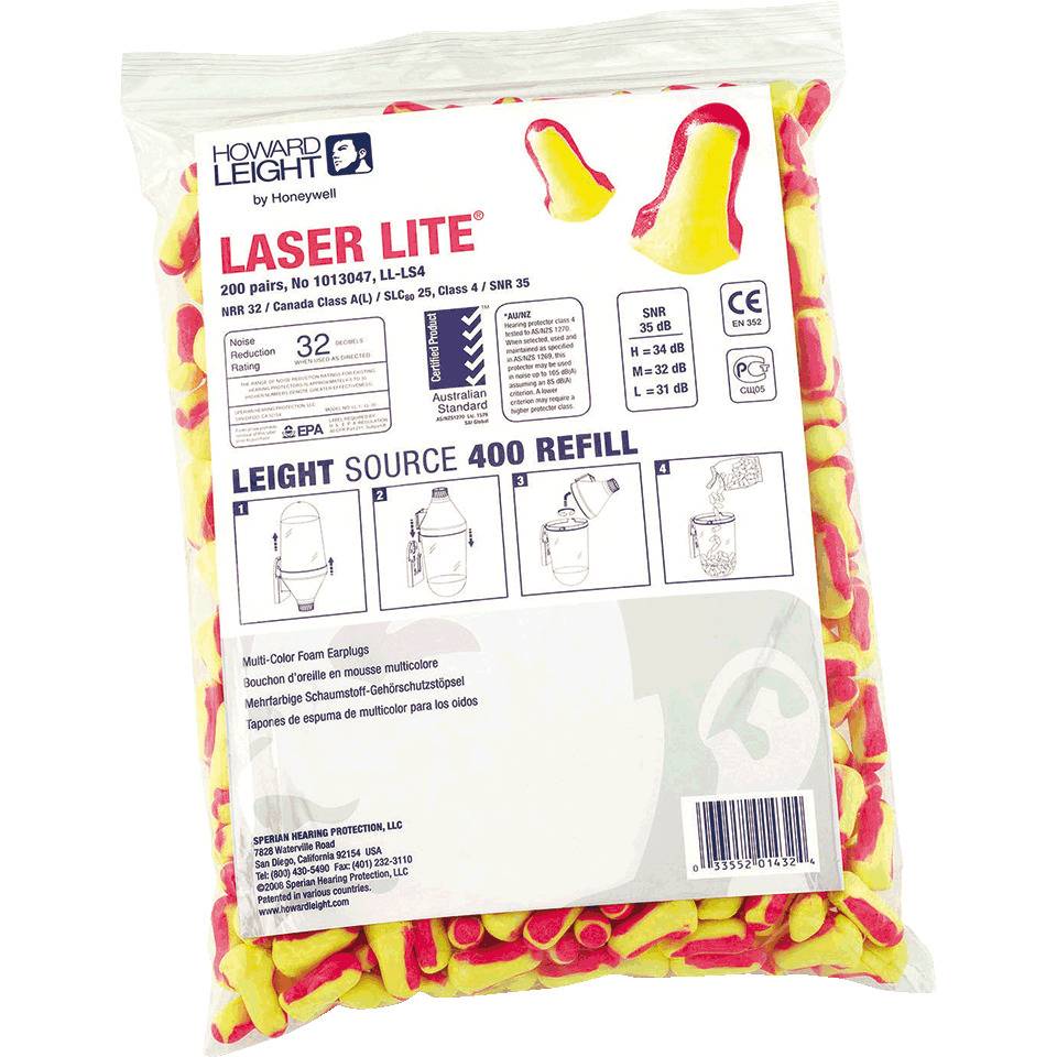 HOWARD LEIGHT Nachfüllpack Ohrstöpsel LaserLite, Kat.III, für Spender, 200 Paar/VE