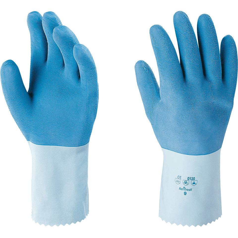 Chemikalien-Schutzhandschuh Sturdy I, Kat.III, blau, Latex, 300mm, Größe 7