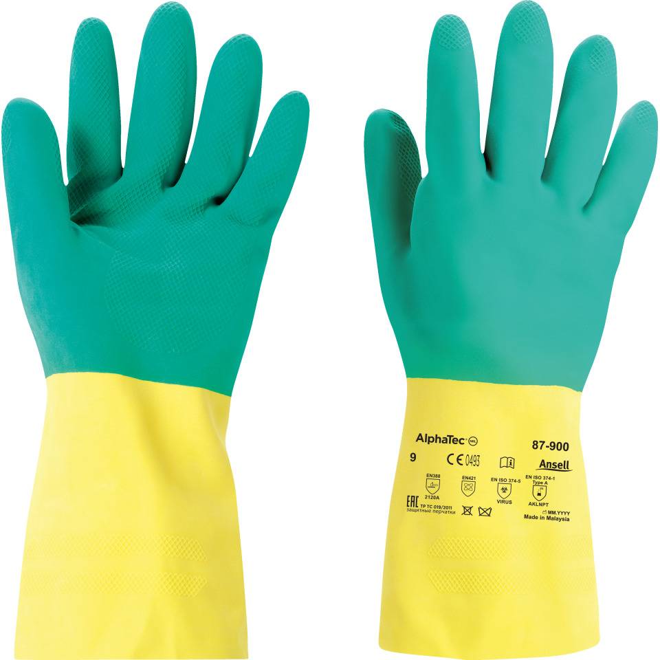 Ansell AlphaTec® Handschuh 87-900, Kat.III, Latex/Neopren, 323mm, Größe 9,5-10