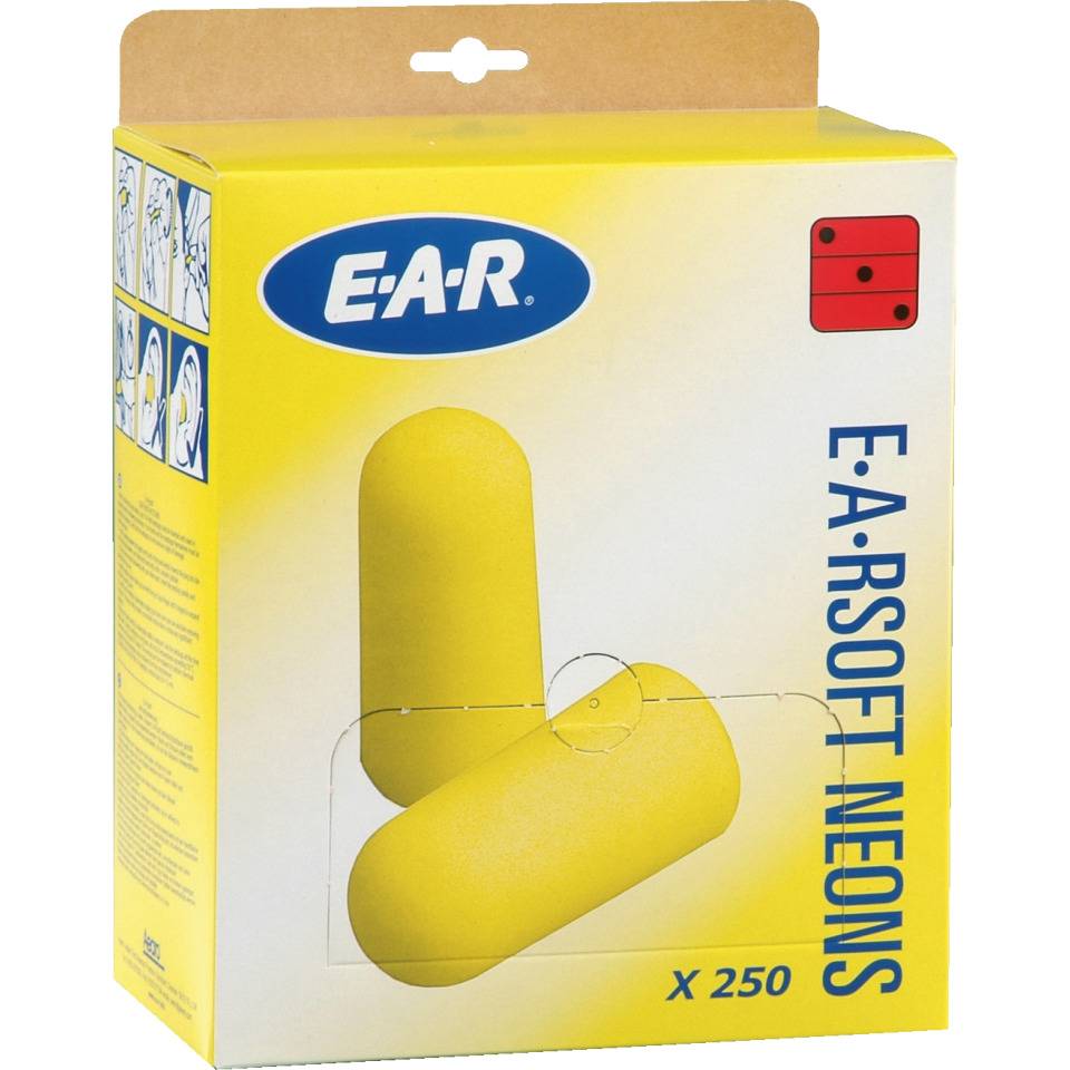 3M™ E-A-Rsoft™ Spenderbox Gehörschutzstöpsel Yellow Neons™, Kategorie III, gelb, Polyurethan, 250 Paar/VE