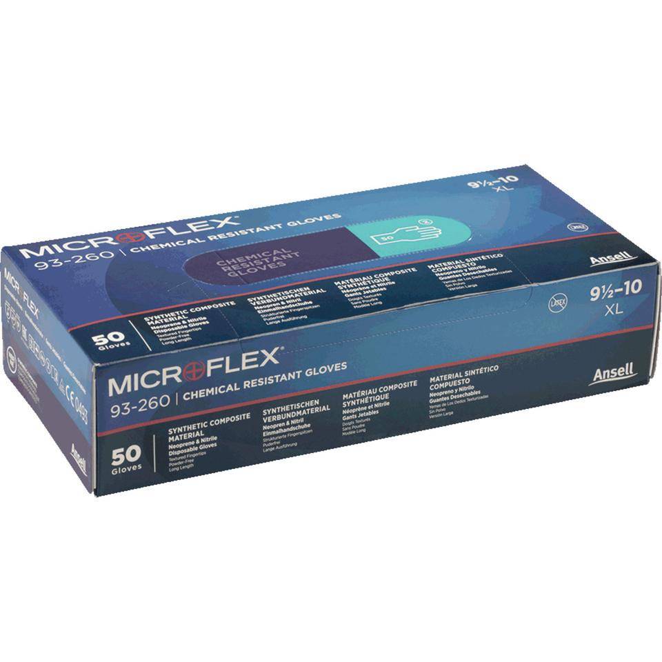 Ansell Chemikalien-Schutzhandschuh Microflex® 93-260, Kat.III, Größe 6,5-7,50/VE