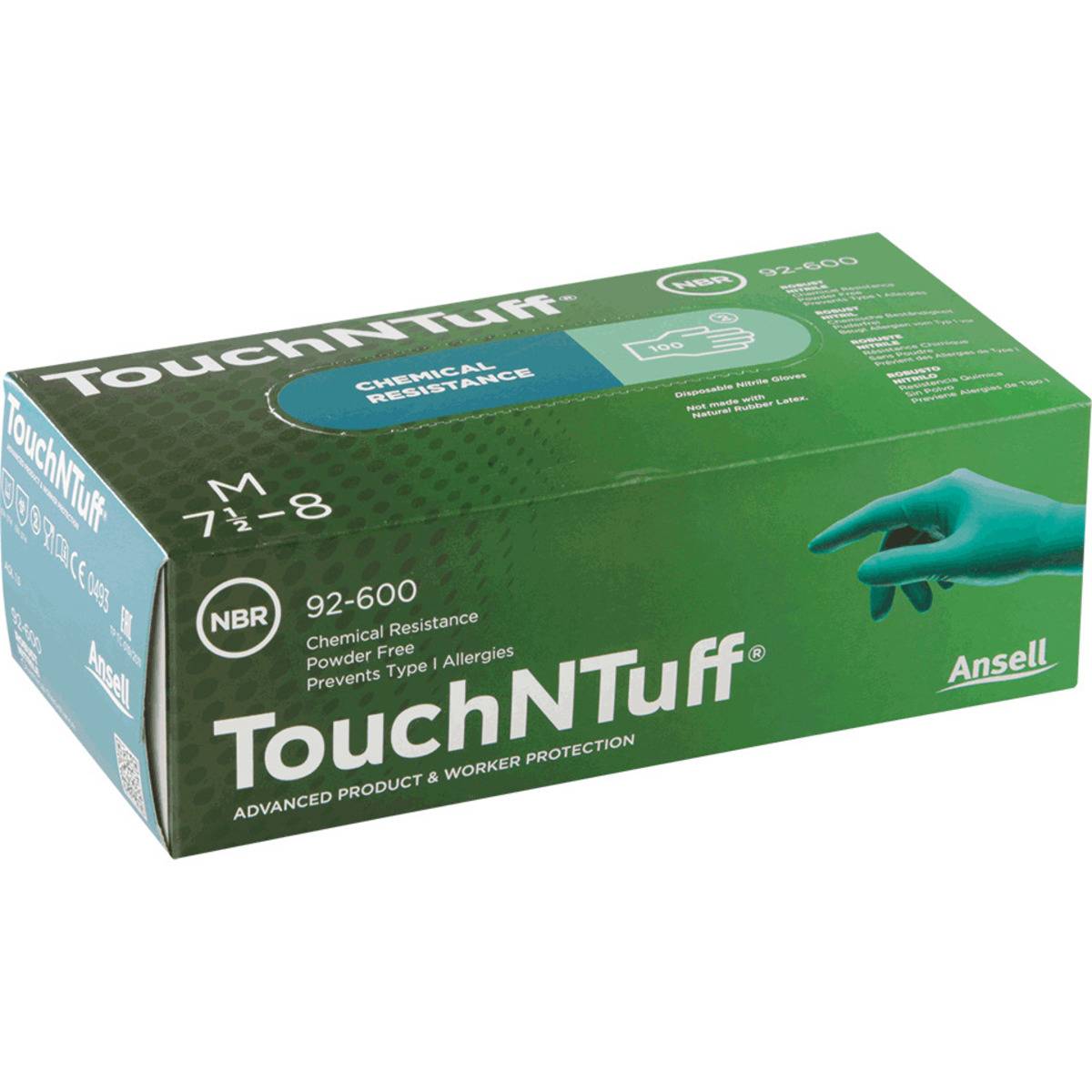 Ansell Einweghandschuh TouchNTuff® 92-500, Kat.III, grün, Größe 6,5-7, 100/VE