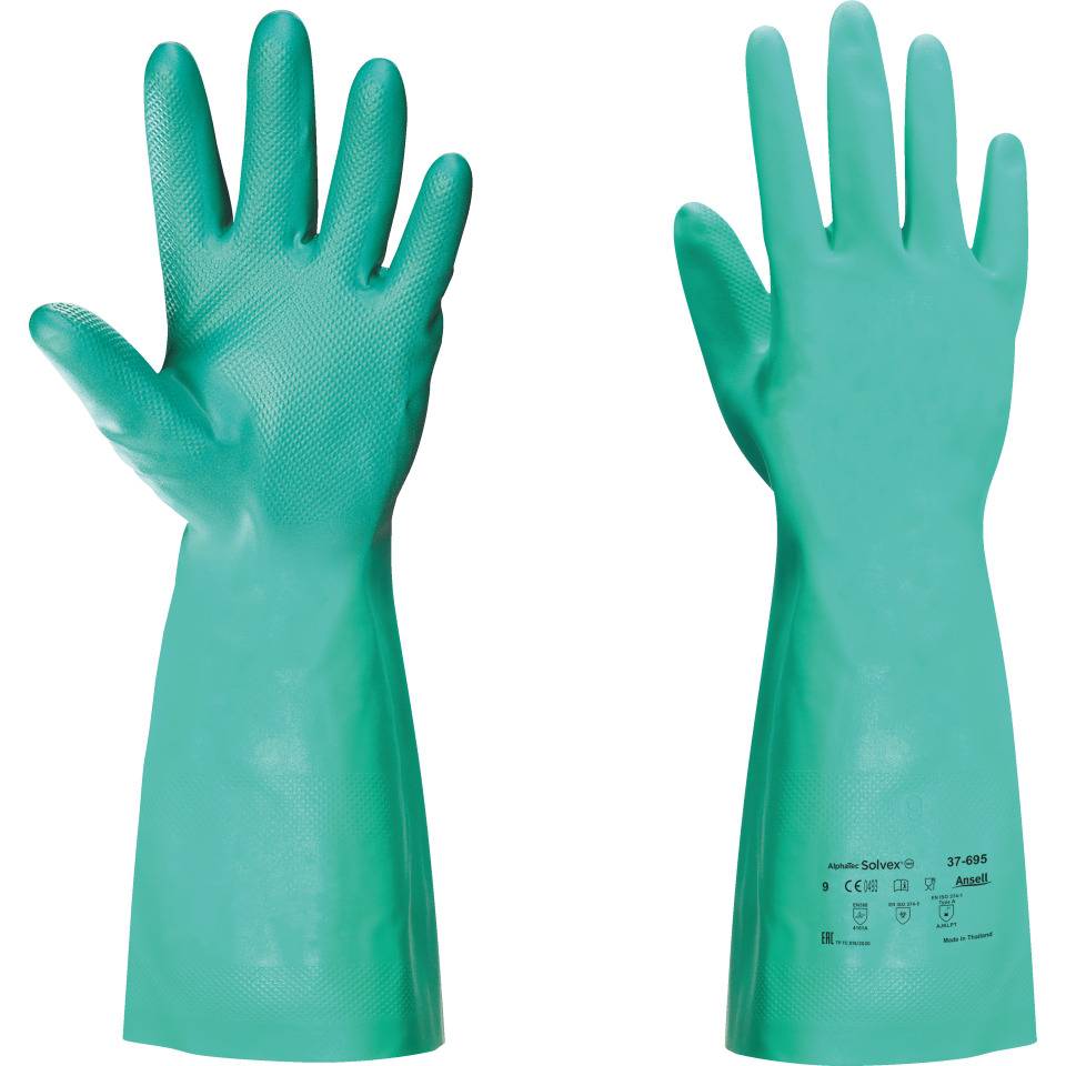 Ansell AlphaTec® Handschuh Solvex 37-695, Kat.III, grün, Nitril, 380mm, Größe 11