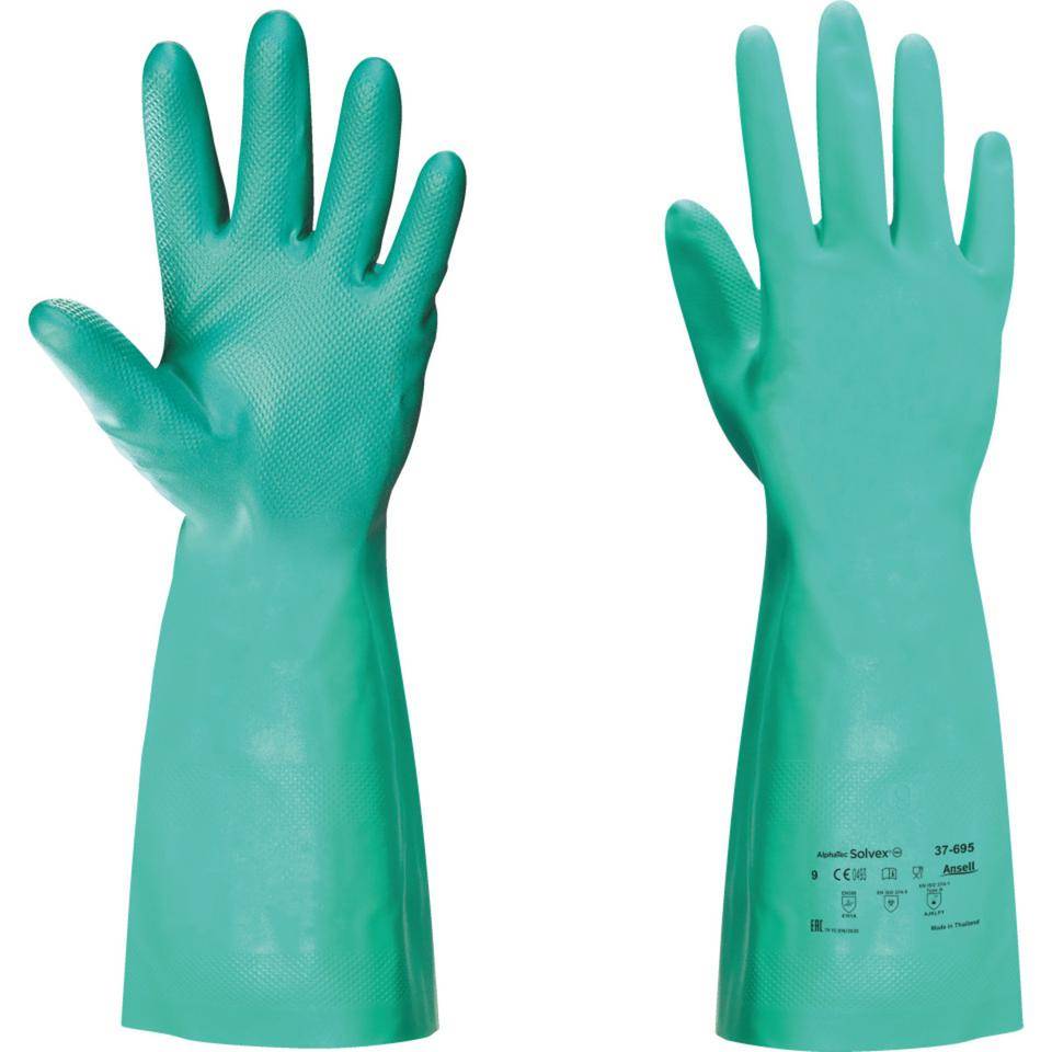 Ansell AlphaTec® Handschuh Solvex 37-695, Kat.III, grün, Nitril,380mm, Größe 10
