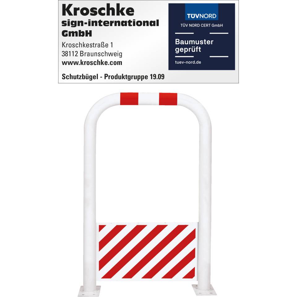 K.57 Schutzbügel mit Unterfahrschutz,425mm,z.Aufdübeln,rot/weiß,Stahl,750x1150mm