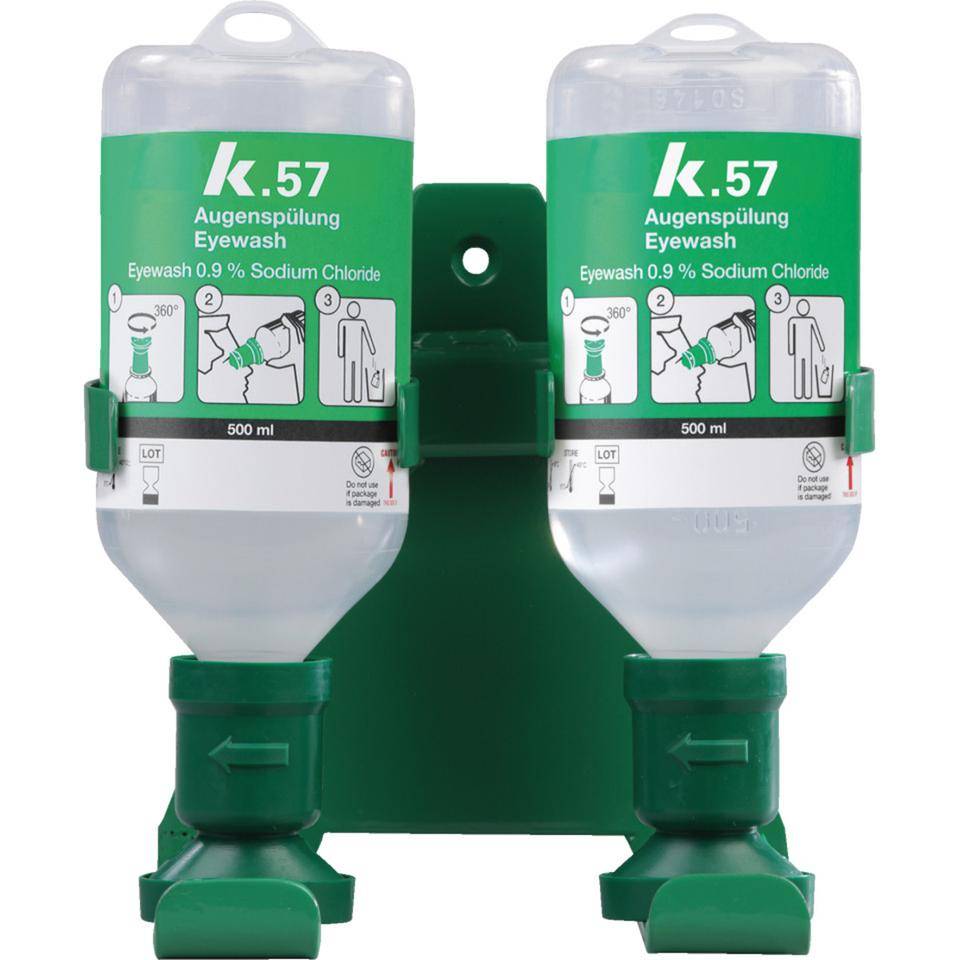 K.57 Doppel-Wandhalterung für 0,5l-Augenspülflasche, Lieferung ohne Flaschen