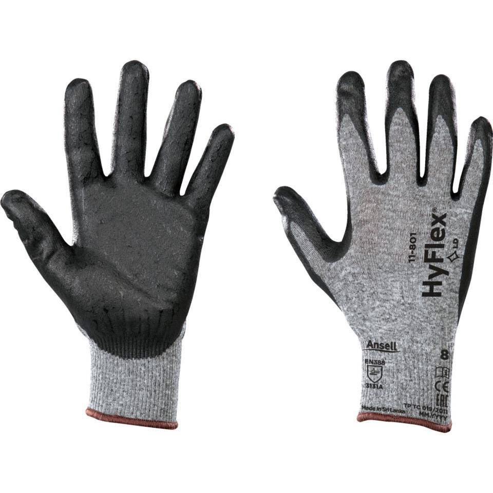 Ansell Schutzhandschuh HyFlex® 11-801, Kategorie II, schwarz, Nylon-Strick, 240mm, Größe 9