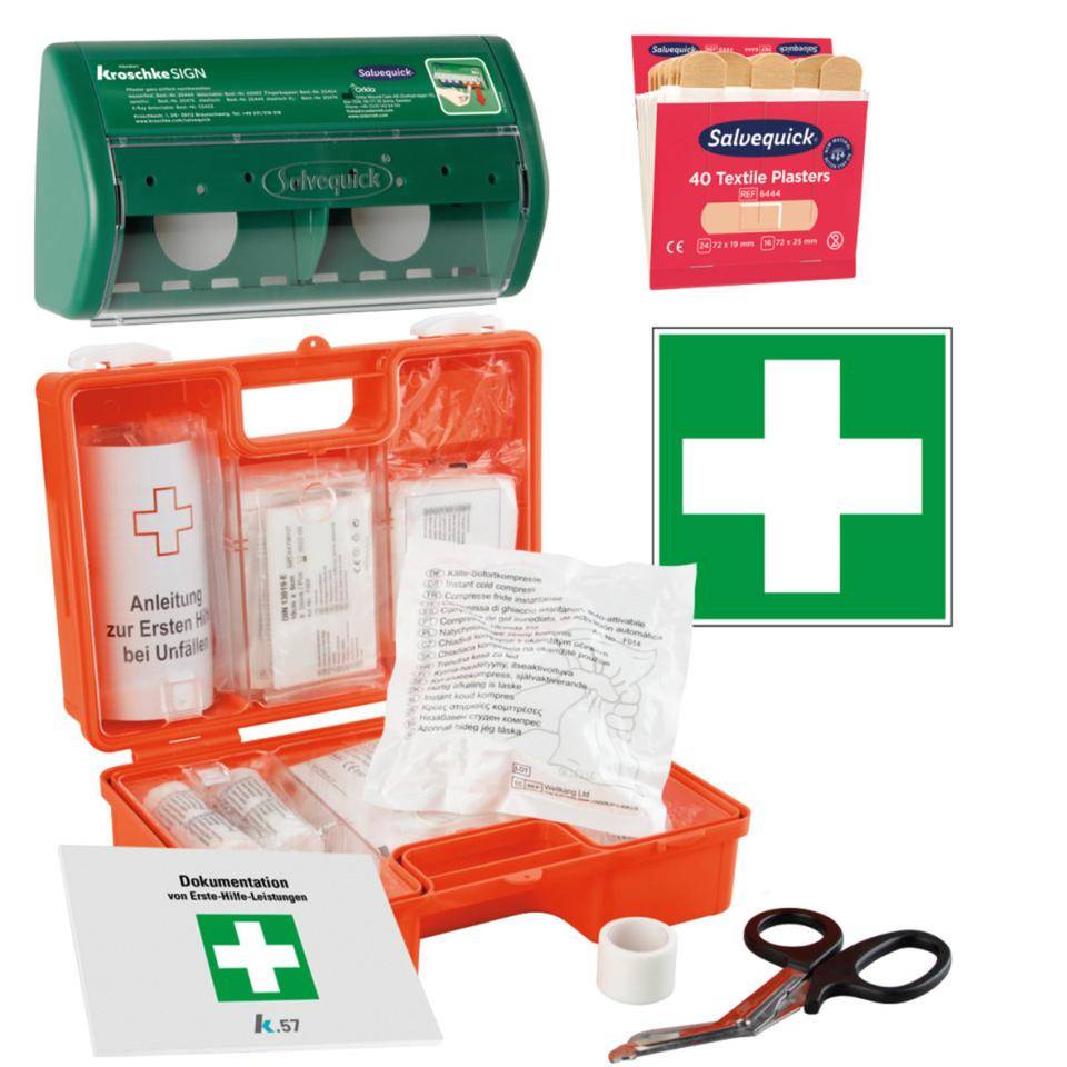 K.57 Vorteils-Set Erste-Hilfe-Koffer Classic, Verbandblock, Pflasterspender, Pflaster elastisch