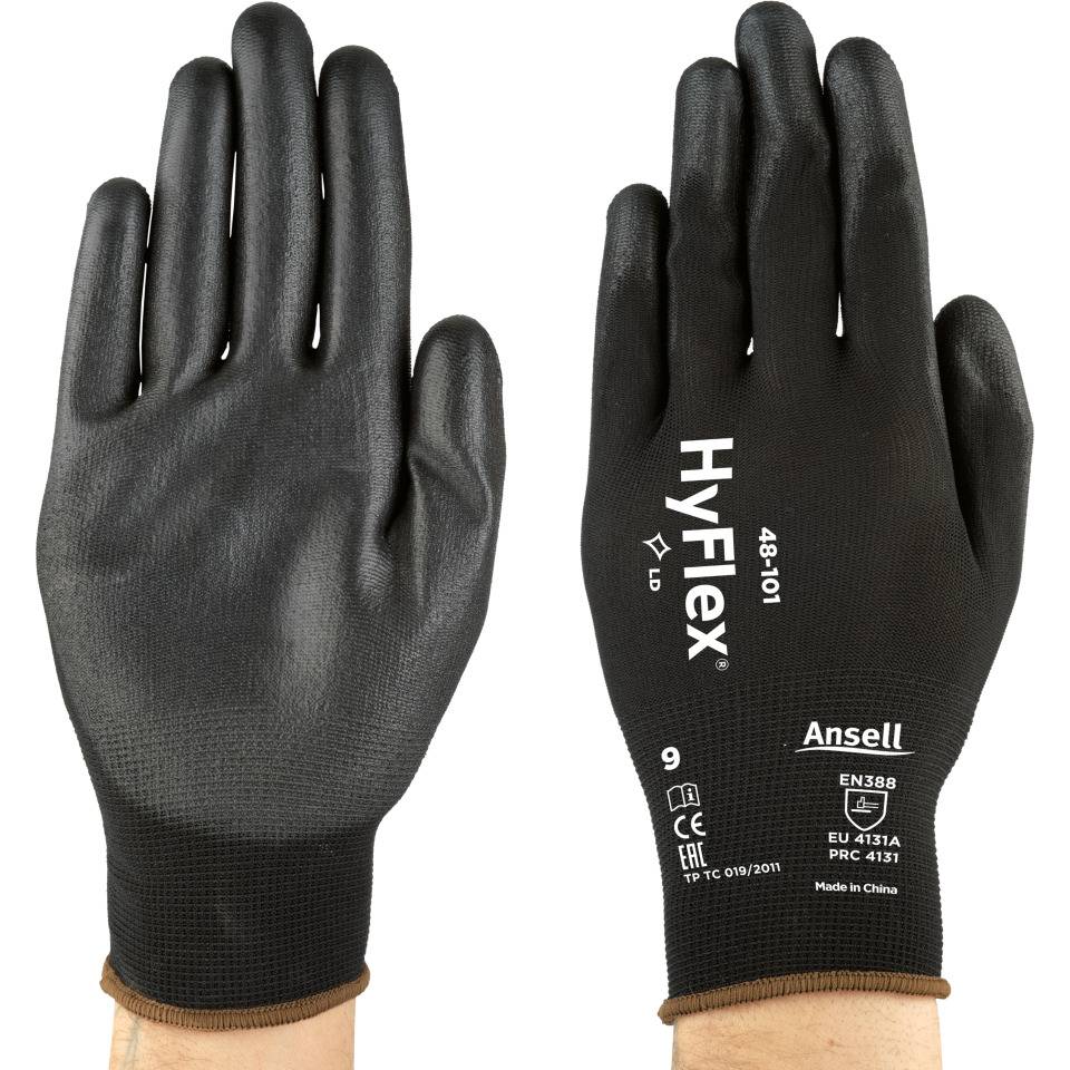 Ansell HyFlex® Schutzhandschuh 48-101, Kat.II, schwarz, Nylon, 250mm, Größe 7