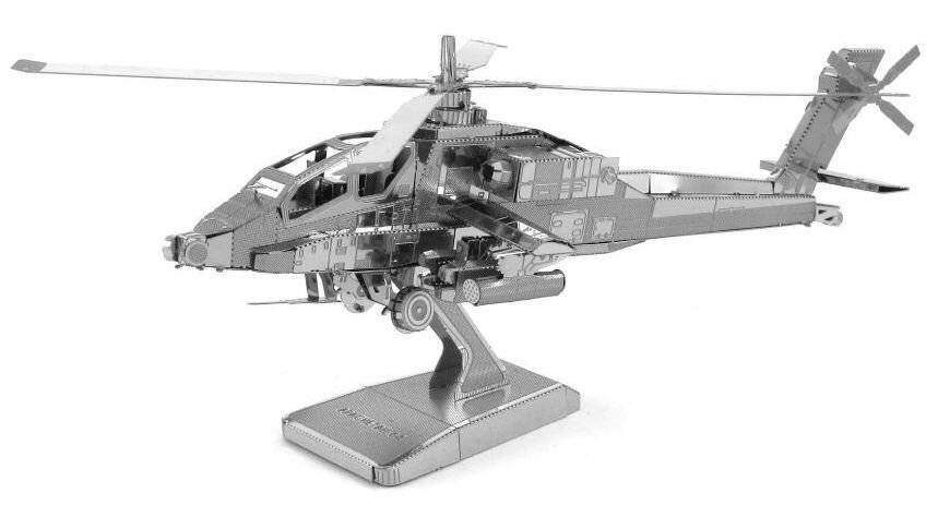 Metal Earth AH-64 Apache Silberne Ausgabe