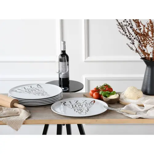 CreaTable 21569 Europa IN LOVE Pizzateller Porzellan Ø 33 cm, weiß/schwarz, 6-teilig (1 Set) CreaTable 21569 Europa IN LOVE Pizzateller Porzellan Ø 33 cm, weiß/schwarz, 6-teilig (1 Set)