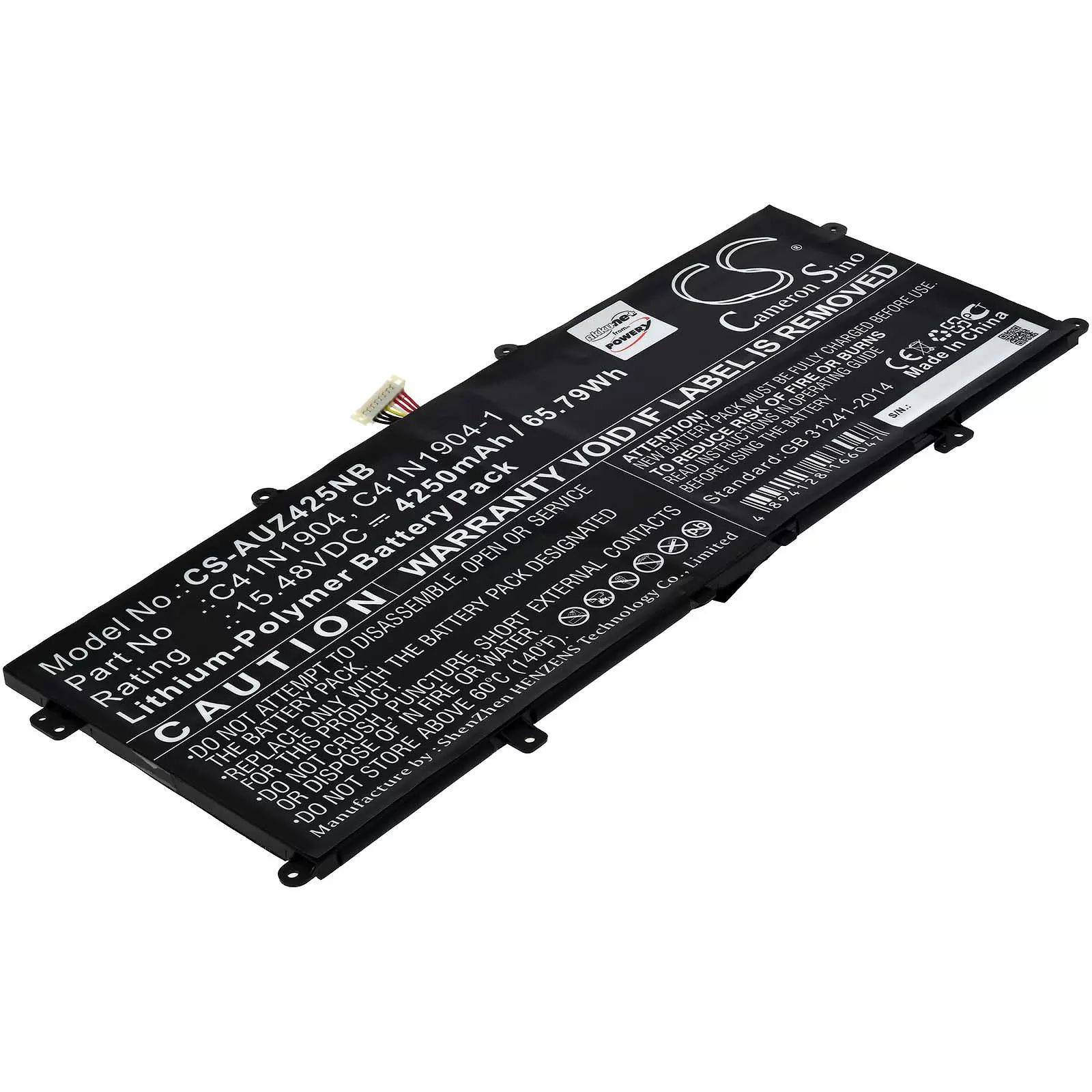 Akku passend für Laptop Asus Zenbook 13 UX325EA-EG022T, 14 UX425EA-HM093T, Typ C41N1904 - 15,48V - 4250 mAh