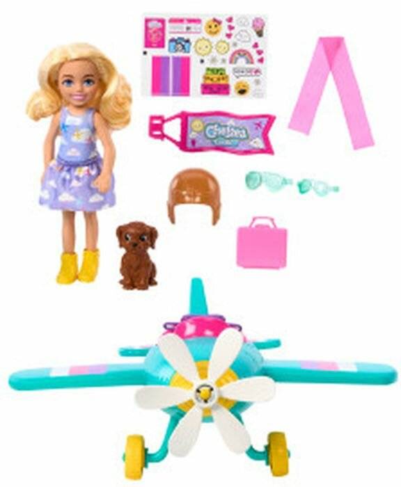 Barbie Chelsea Flugzeug Puppe Pilotenpuppe Flugzeug Hündchen Zubehör 3+ HTK38