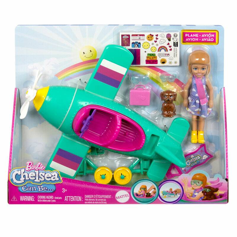 Barbie Chelsea Flugzeug Puppe Pilotenpuppe Flugzeug Hündchen Zubehör 3+ HTK38
