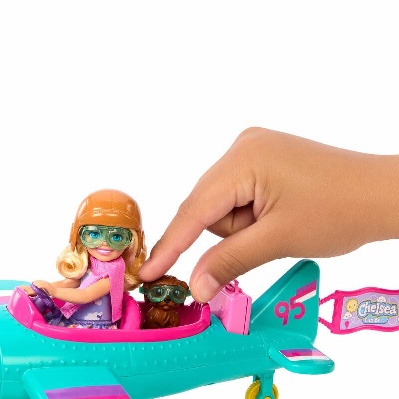 Barbie Chelsea Flugzeug Puppe Pilotenpuppe Flugzeug Hündchen Zubehör 3+ HTK38