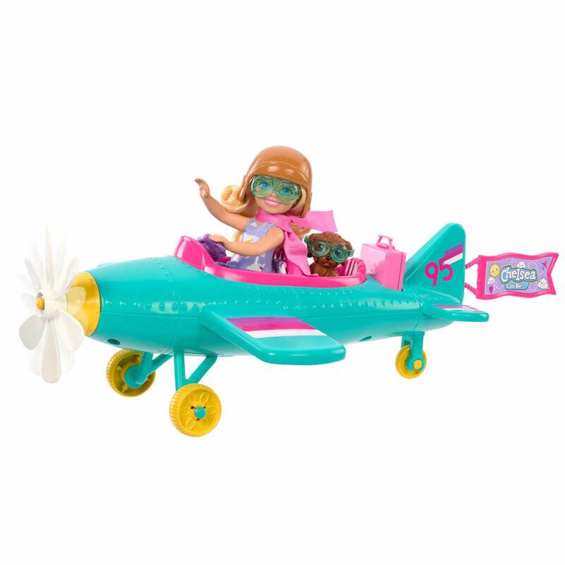 Barbie Chelsea Flugzeug Puppe Pilotenpuppe Flugzeug Hündchen Zubehör 3+ HTK38