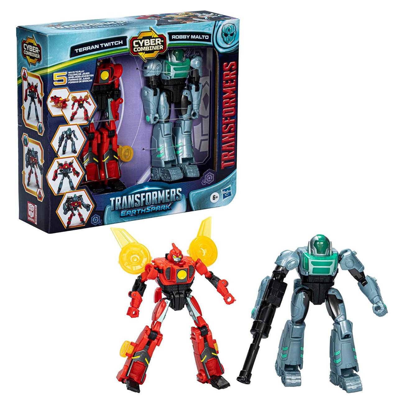 Hasbro Transformers EarthSpark Cyber-Combiner Terran Twitch und Robby Malto Spielfigur