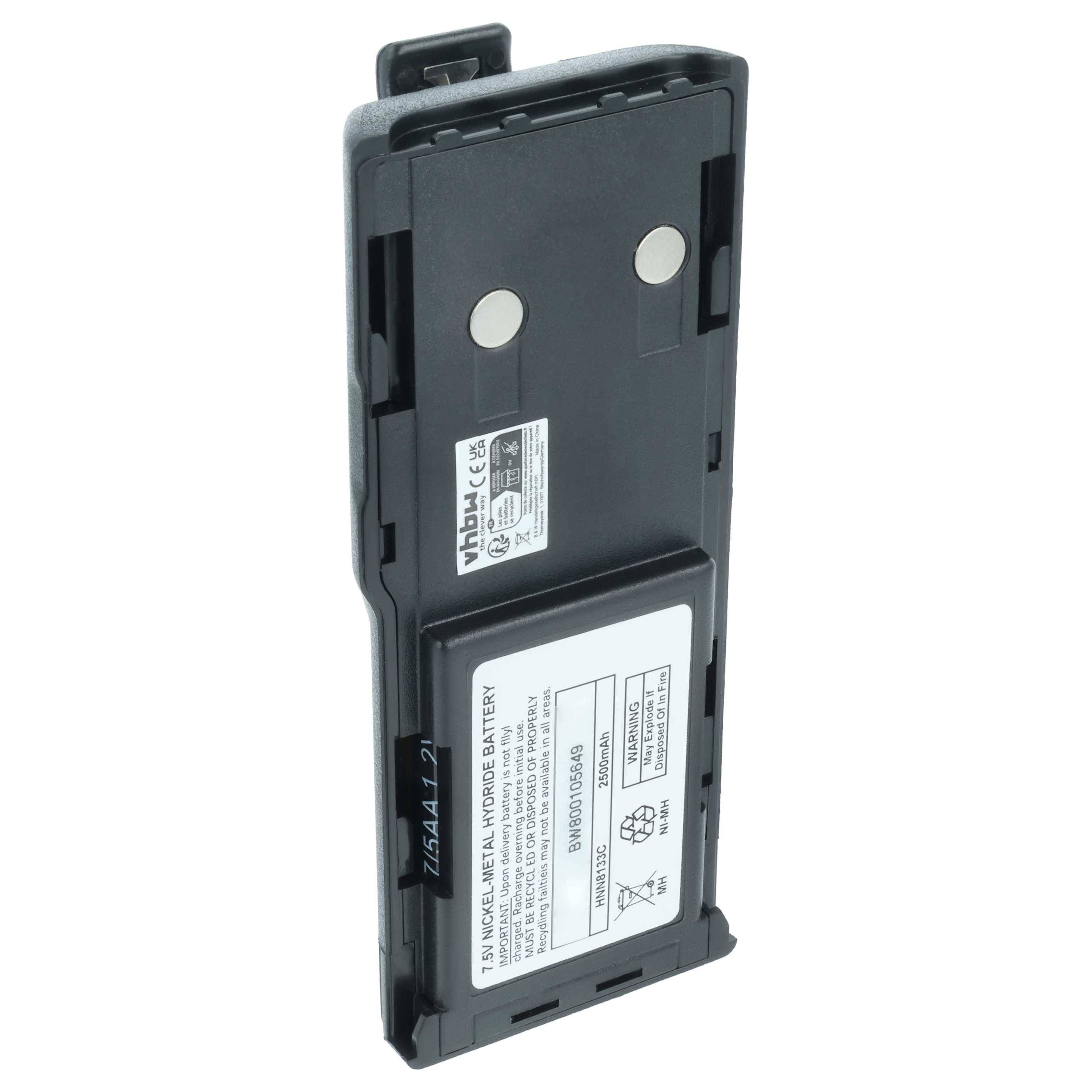 vhbw Akku Ersatz für Motorola HNN8133C, HNN9628A, HNN8308A, HNN9628 für Funkgerät, Walkie Talkie (2500 mAh, 7,5 V, NiMH) + Gürtelclip