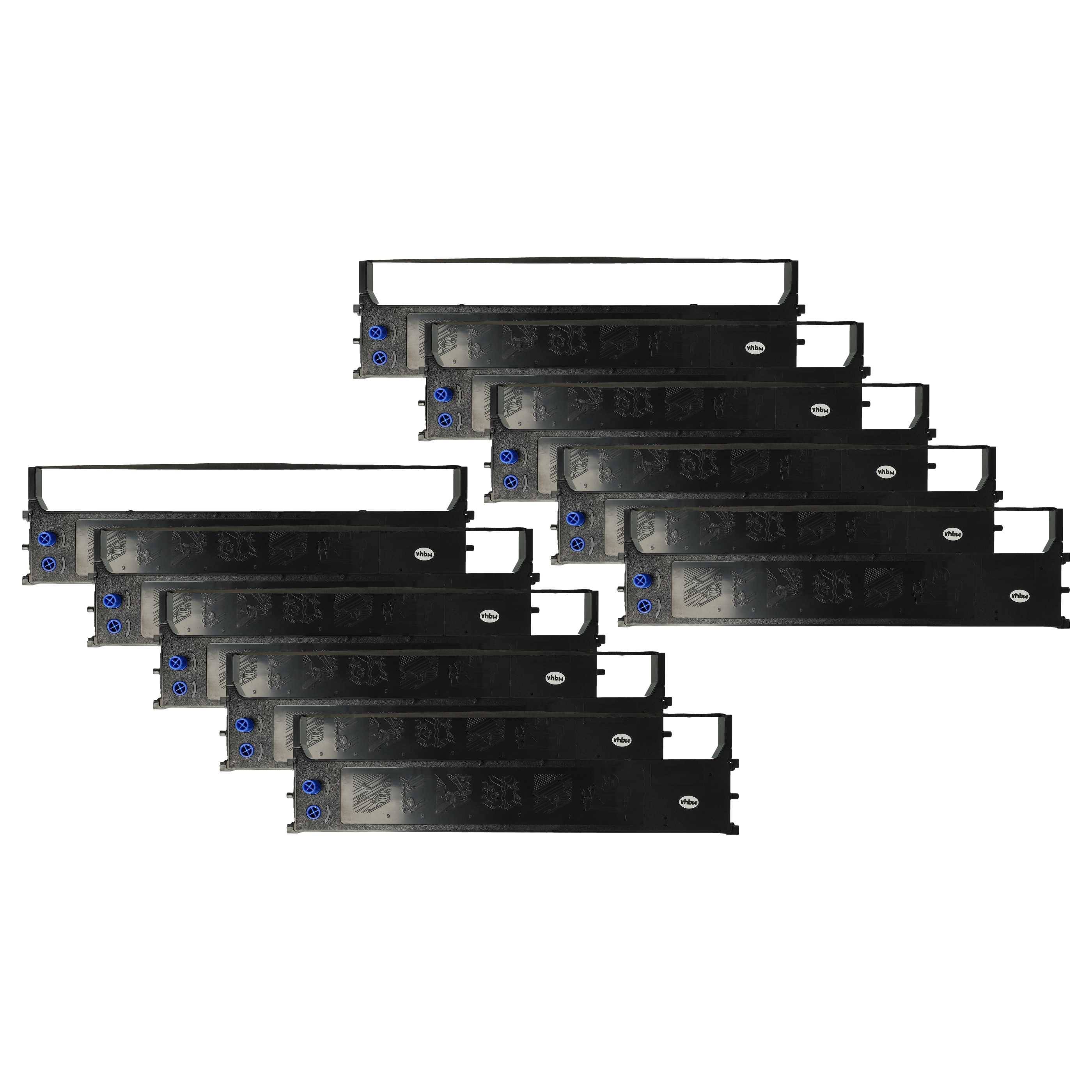 vhbw 10x Farbband Schriftband kompatibel mit OKI Microline ML-1120 | ML-1120 eco, ML-1190, ML-1190c Nadeldrucker, Bondrucker - Schwarz