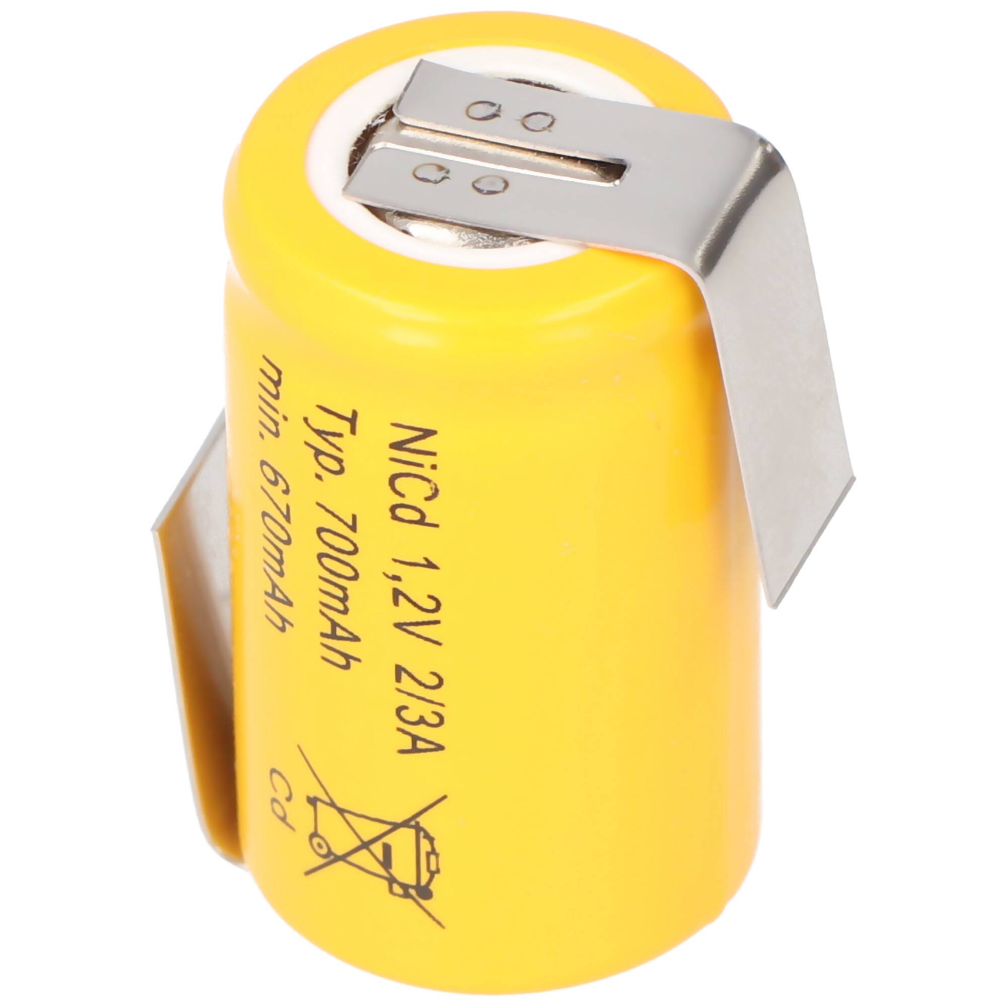 KR-600AE 2/3 A Cadnica Akku mit Lötfahnen in Z-Form (kein orignal Sanyo Akku)