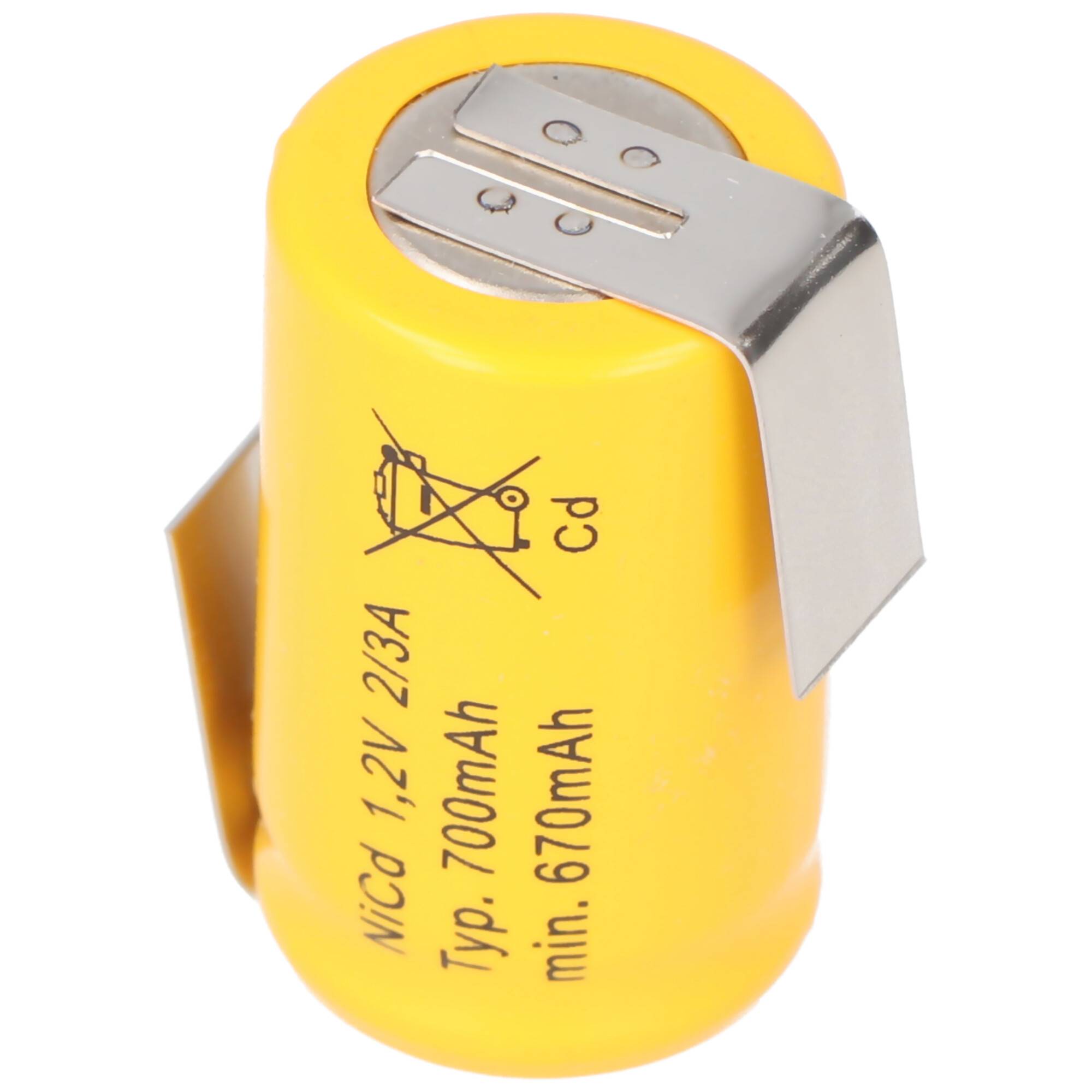 KR-600AE 2/3 A Cadnica Akku mit Lötfahnen in Z-Form (kein orignal Sanyo Akku)