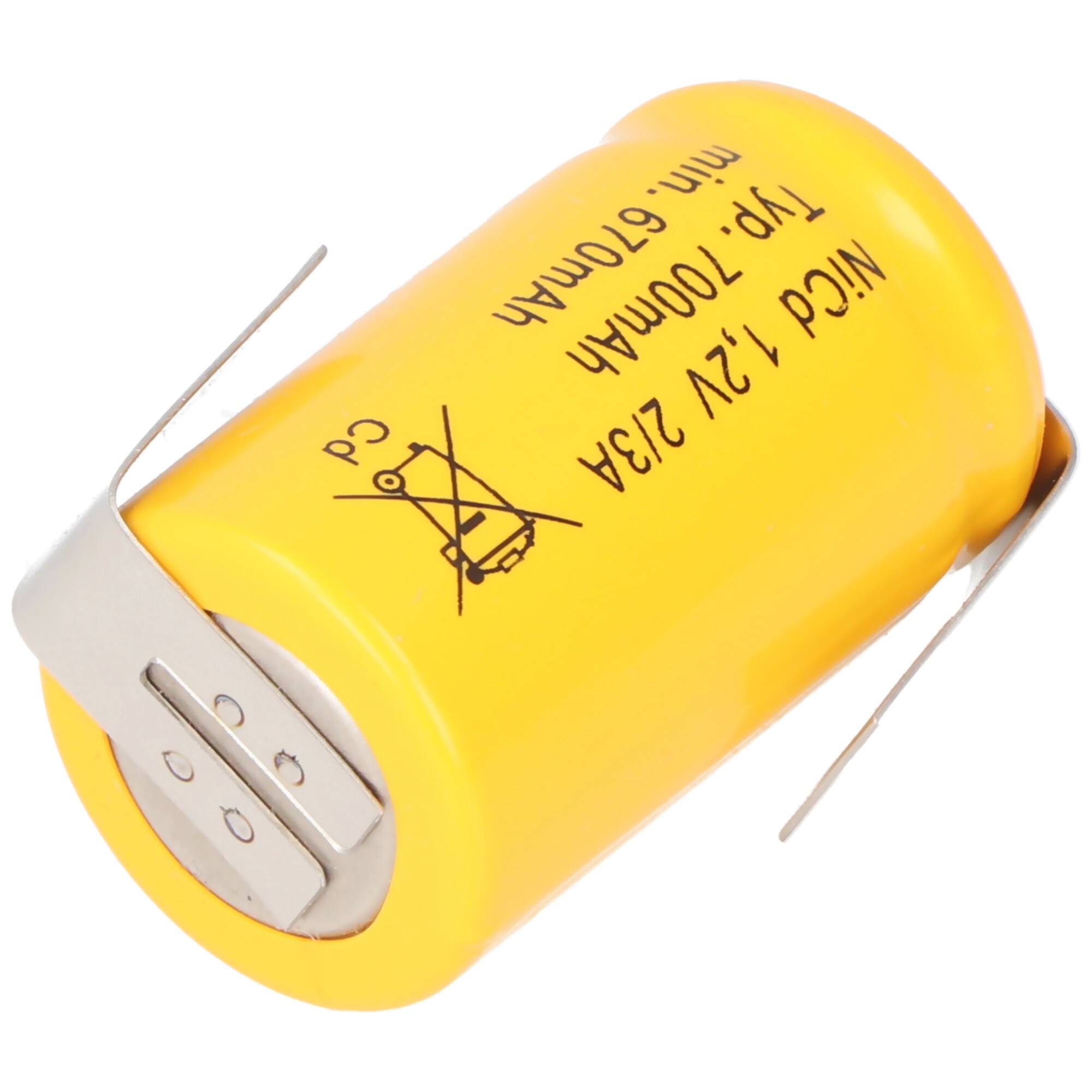 Ersatzakku KR-600AE 2/3 A Cadnica NICD Akku mit Lötfahnen in Z-Form (nicht original Sanyo)