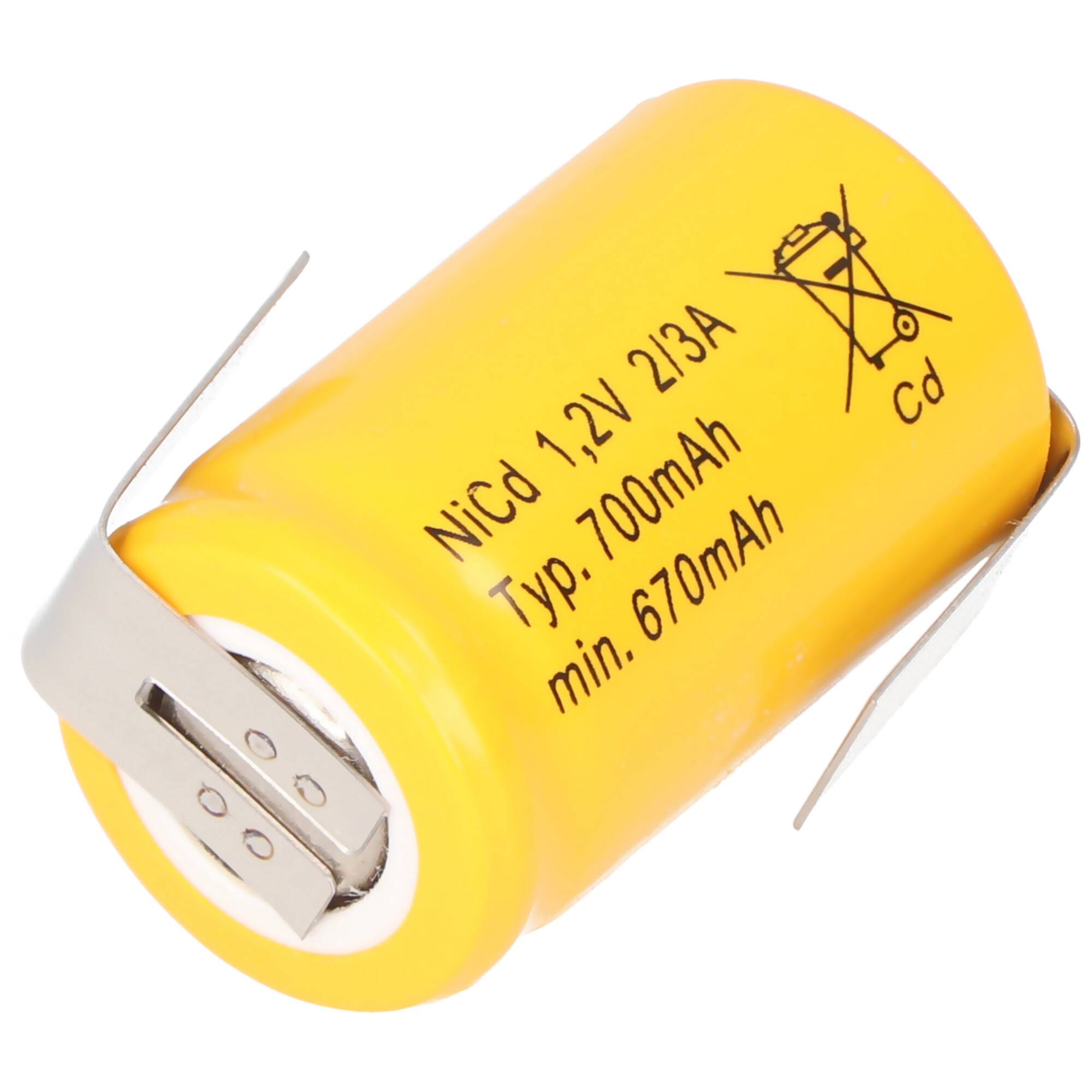 KR-600AE 2/3 A Cadnica Akku mit Lötfahnen in Z-Form (kein orignal Sanyo Akku)