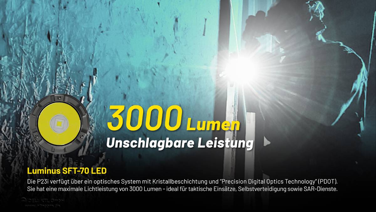 Nitecore P23i LED-Taschenlampe mit 3000 Lumen, taktische LED-Taschenlampe, STROBE READY, inklusive 21700 5000mAh Li-Ion