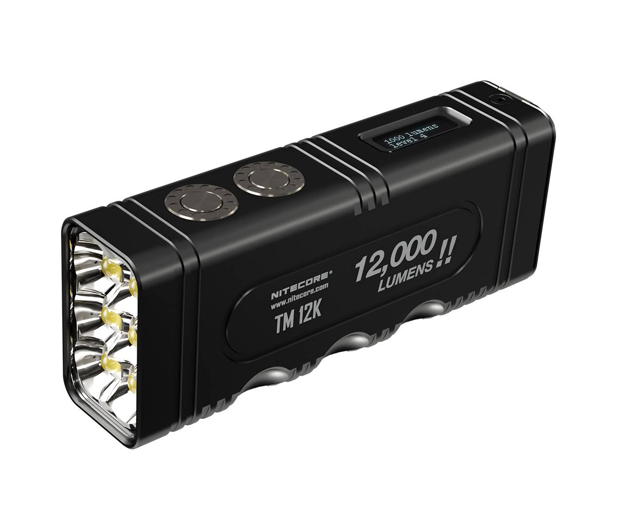 Nitecore TM12K LED-Taschenlampe mit 12000 Lumen, ergonomisches Gehäuse, OLED-Display, eingebauter 21700 4800mAh Li-Ion A