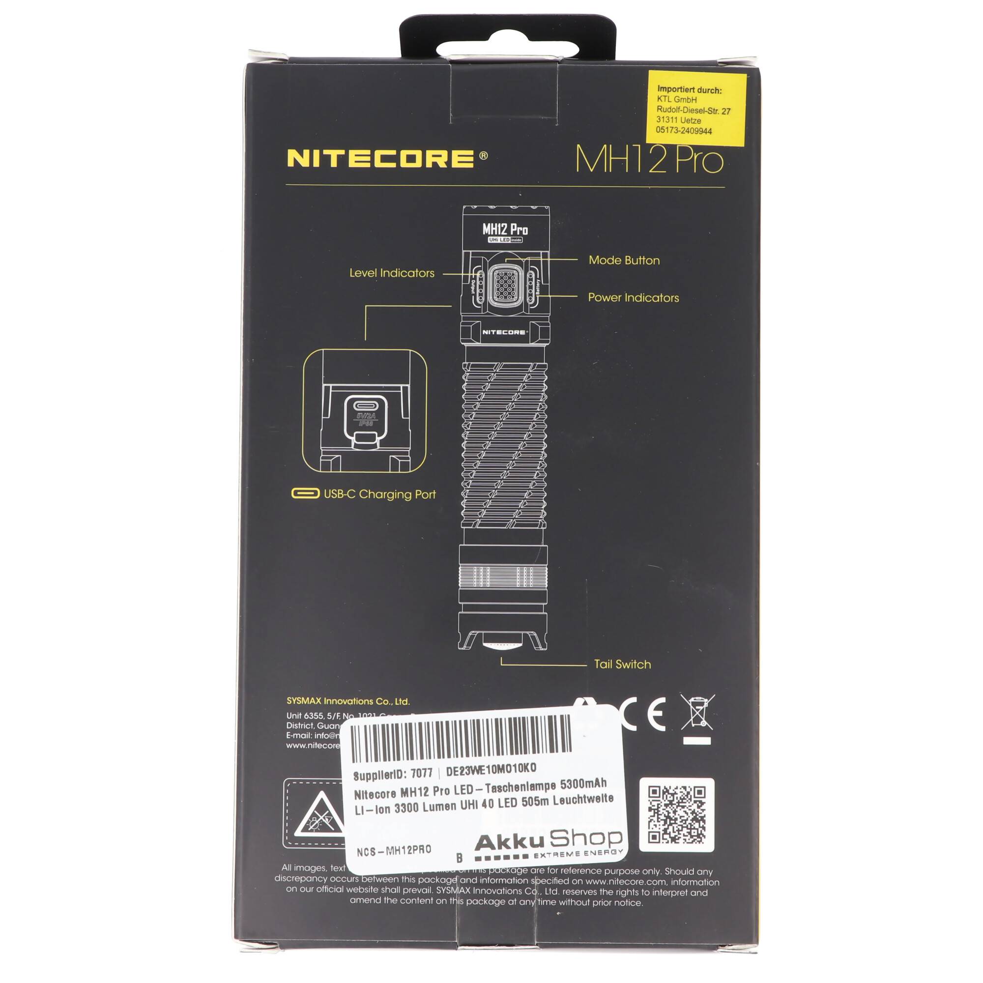 Nitecore MH12 Pro LED-Taschenlampe 5300mAh Li-ion 3300 Lumen UHi 40 LED 505m Leuchtweite