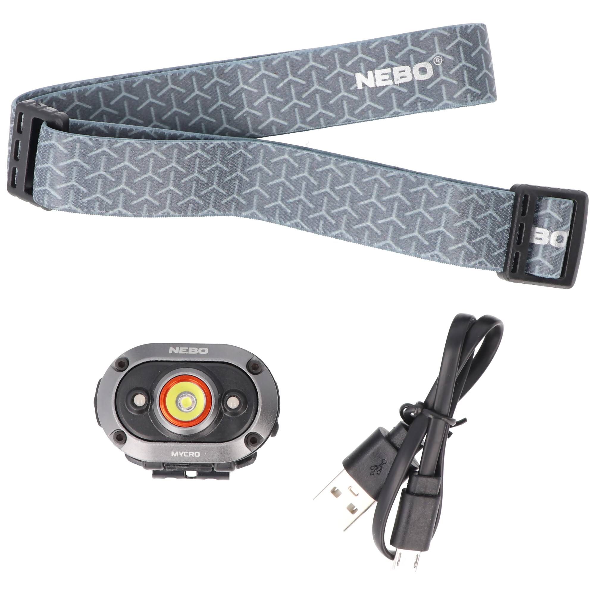 NEBO LED Stirnlampe MYCRO mit bis zu 400lm und 80m Leuchtweite integrierter Akku 3,7V 200mAh Li-Polymer