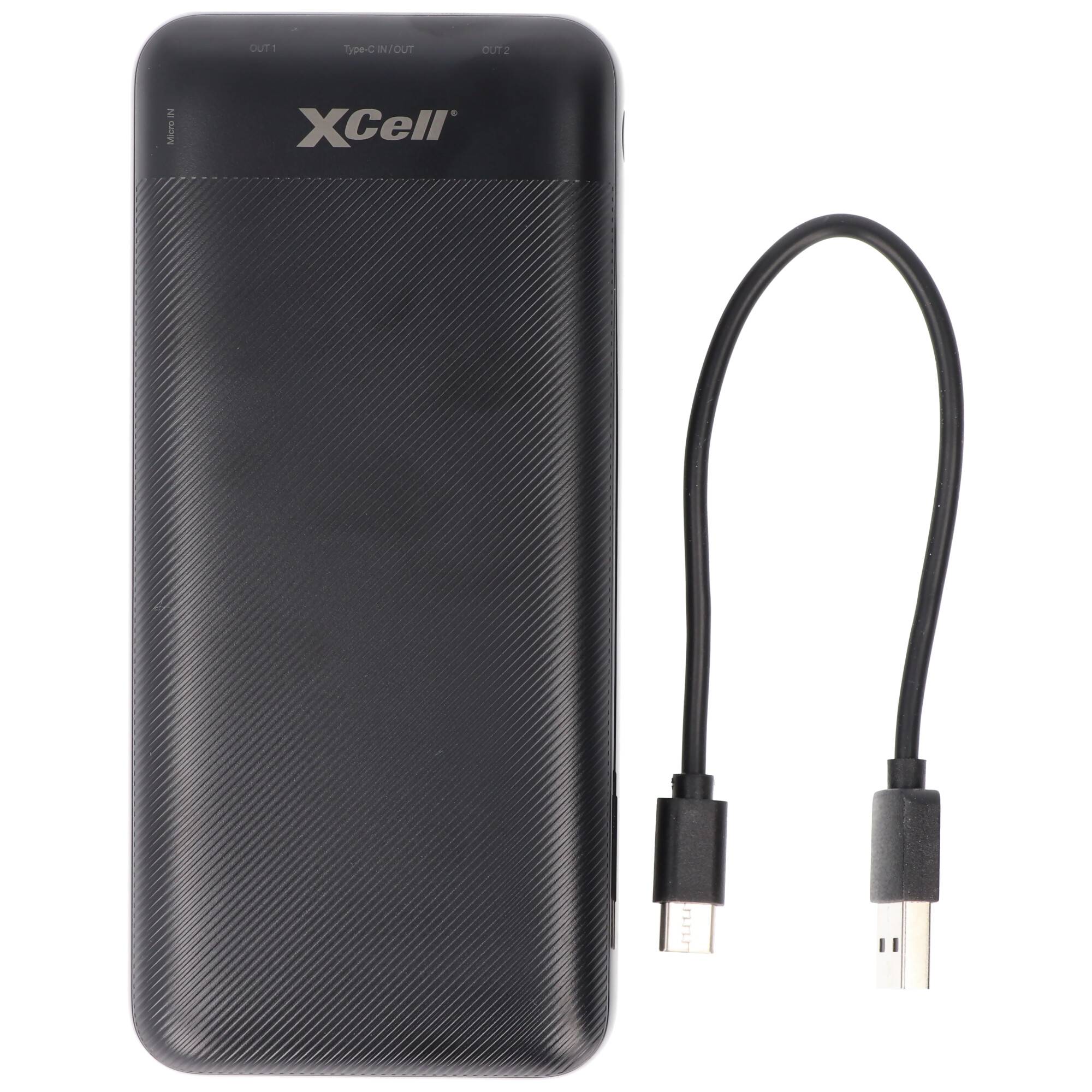 XCell Powerbank X20000PD mit 20.000mAh Kapazität, USB-C PD3.0, Quick-Charge, LED-Display, 2x USB-Ausgang 1x USB-C-Ausgan