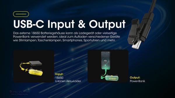 Nitecore 18650er Akku-Extention-Case für NU4x und NU5x