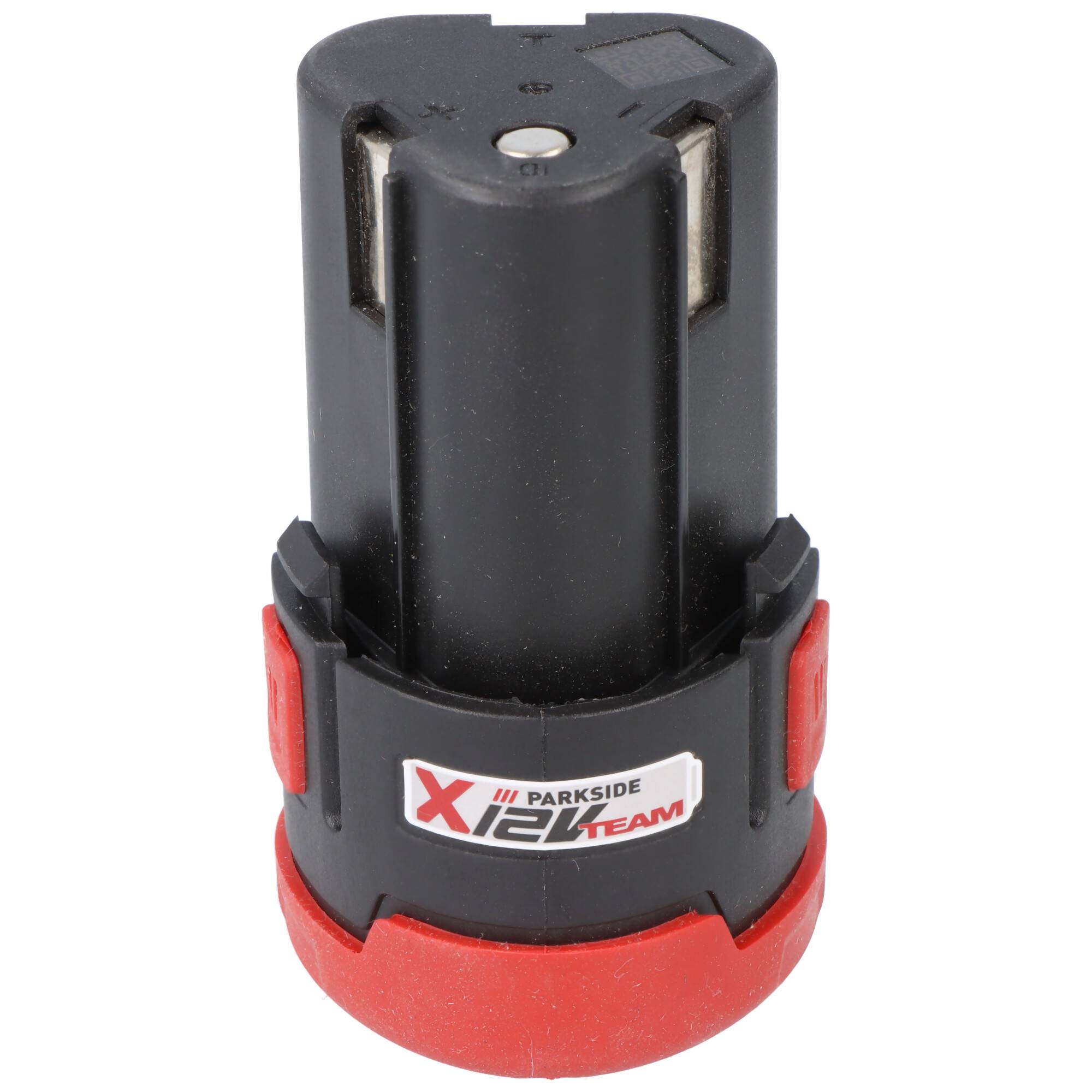 Ein wiederaufladbarer Akku mit der Bezeichnung „PARKSIDE X12V TEAM