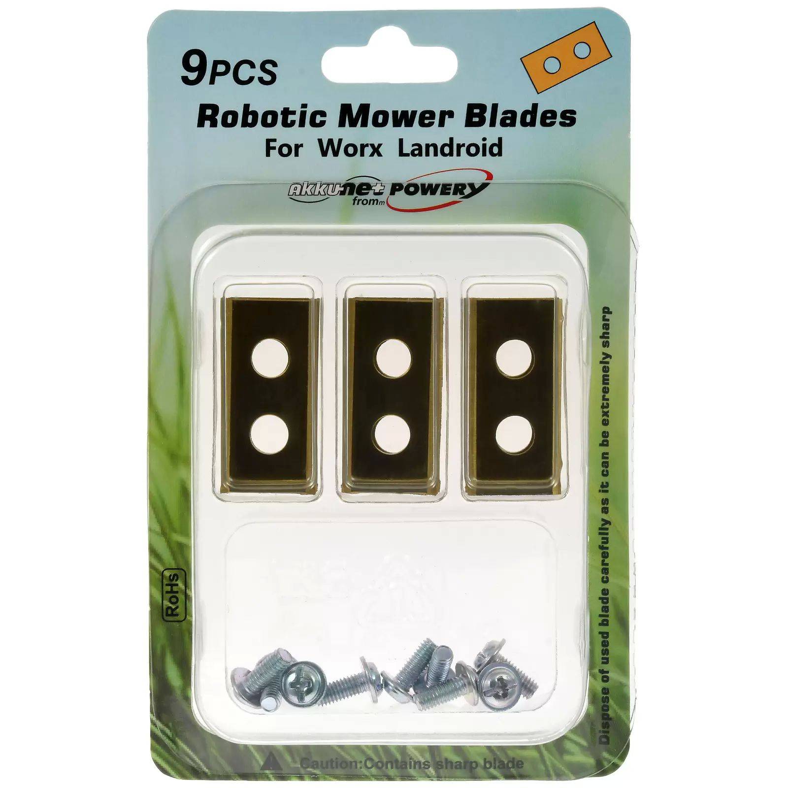 9x Ersatz-Messer Klingen/Schneid-Klingen (0,9mm) Titan für alle Worx Landroid Mähroboter