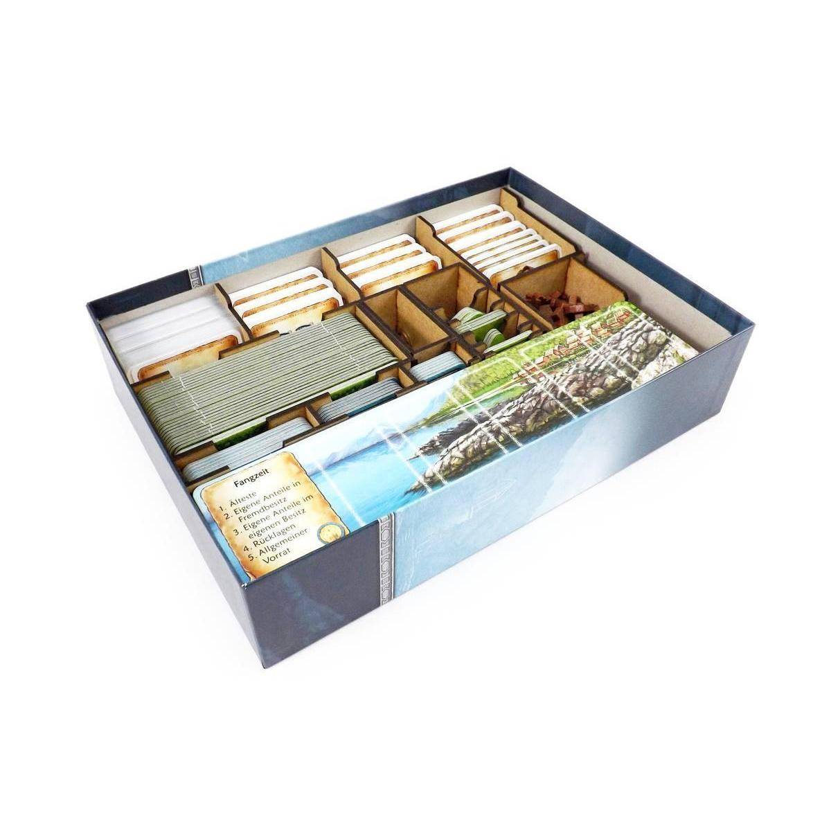 NUSS - Brettspiel Organizer für Nusfjord und Erweiterung Schollen-Deck