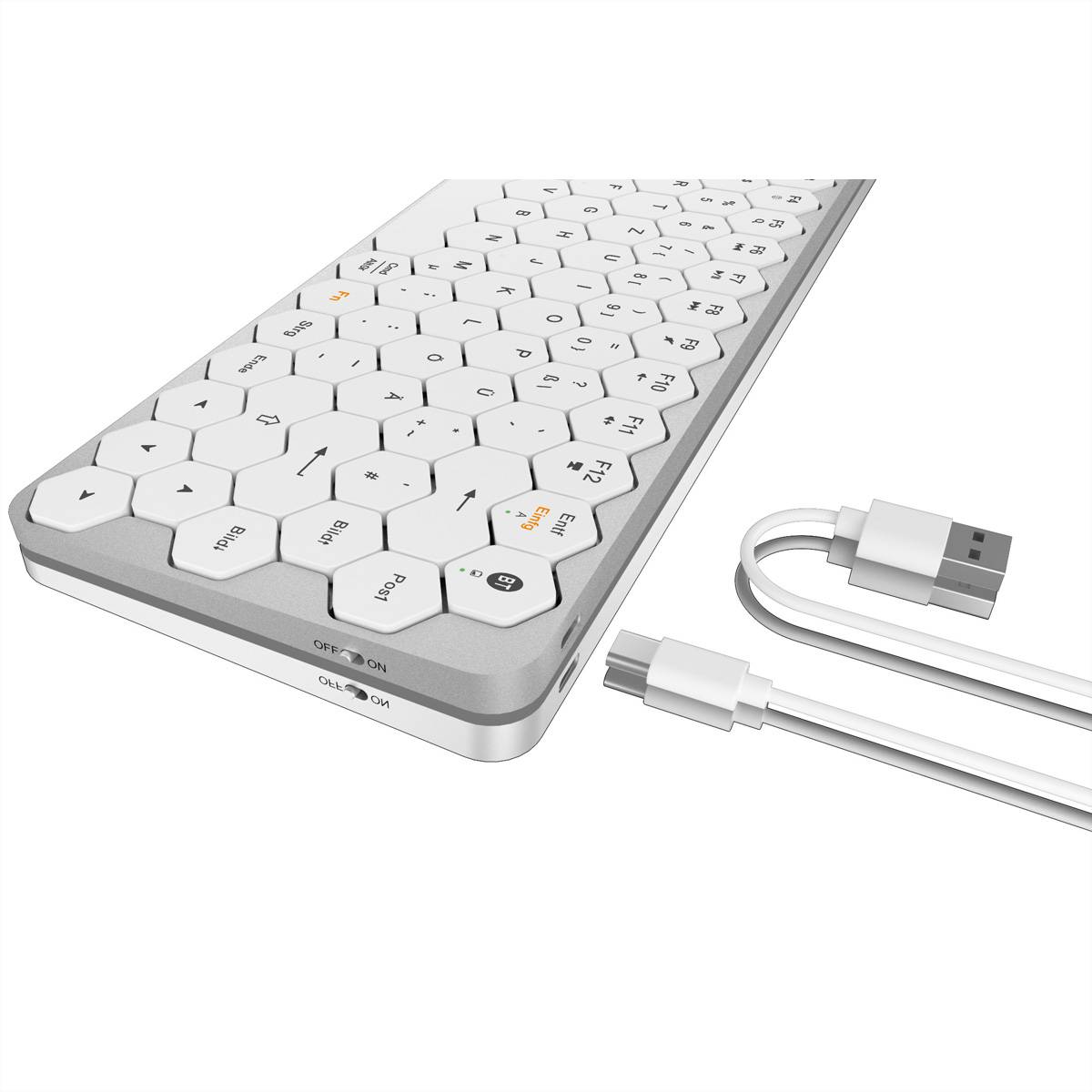 KeySonic KSK-5020BT-S Mini Tastatur mit wabenförmigen Tasten