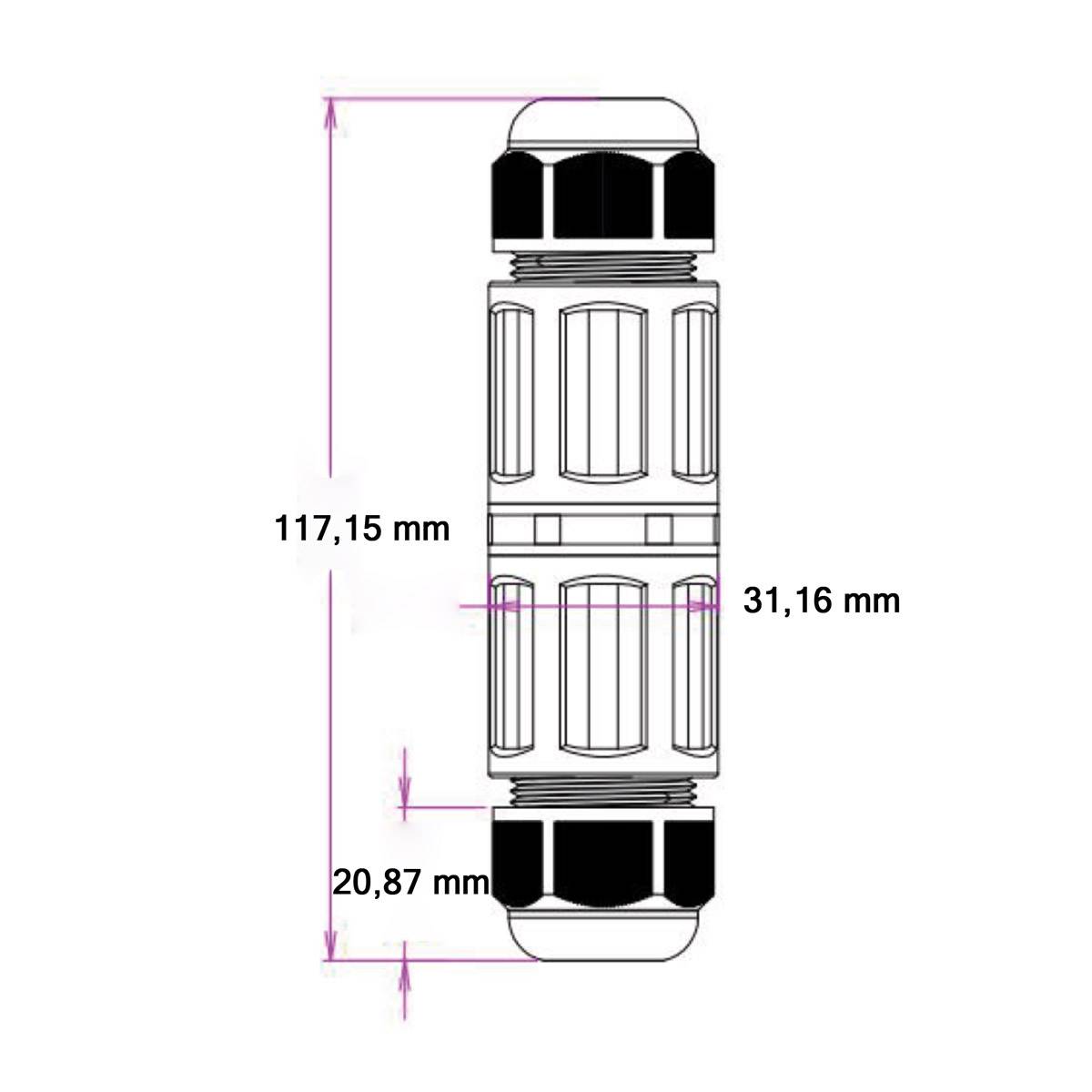 Kabelverbinder Kabelmuffe I-Form Kabelbox Verteilerdose Abzweigdose IP68 Wasserdicht Indoor & Outdoor 5 Pin Leitung Zum Klicken