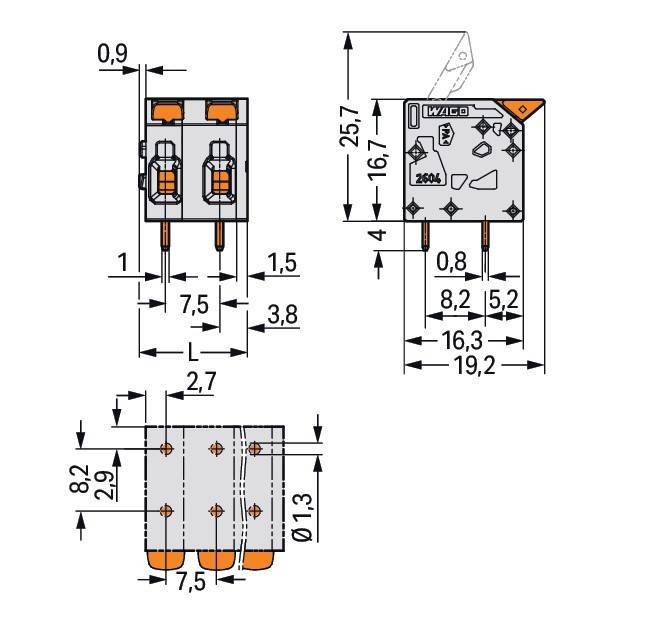 WAGO GmbH & Co. KG Leiterplattenklemme Hebel 2604-1306