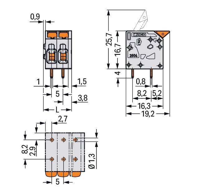 WAGO GmbH & Co. KG Leiterplattenklemme Hebel 2604-1111