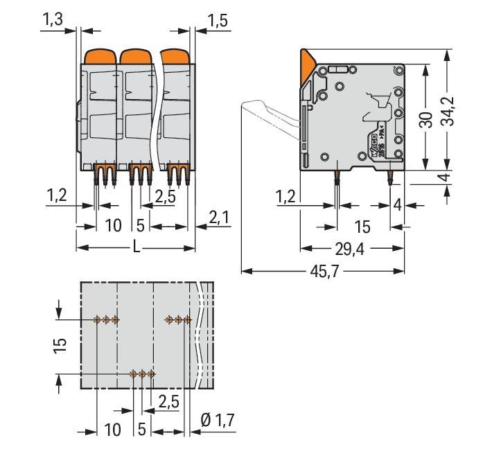 WAGO GmbH & Co. KG Leiterplattenklemme,Hebel 2616-3105/010-000