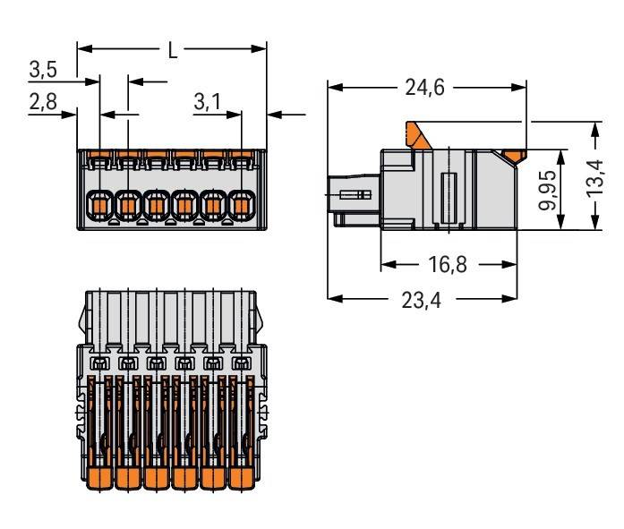 WAGO GmbH & Co. KG 1-Leiter-Federleiste,Hebel 2734-1116/327-047