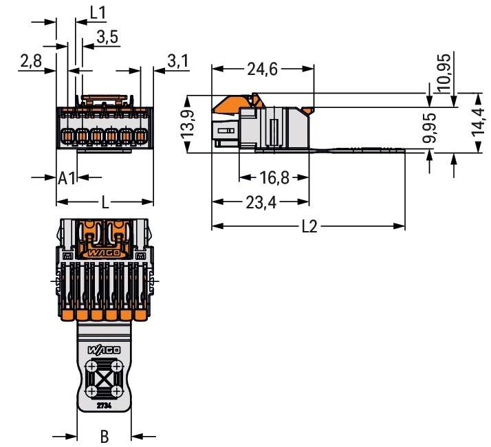 WAGO GmbH & Co. KG 1-Leiter-Federleiste,Hebel 27341116329000336000